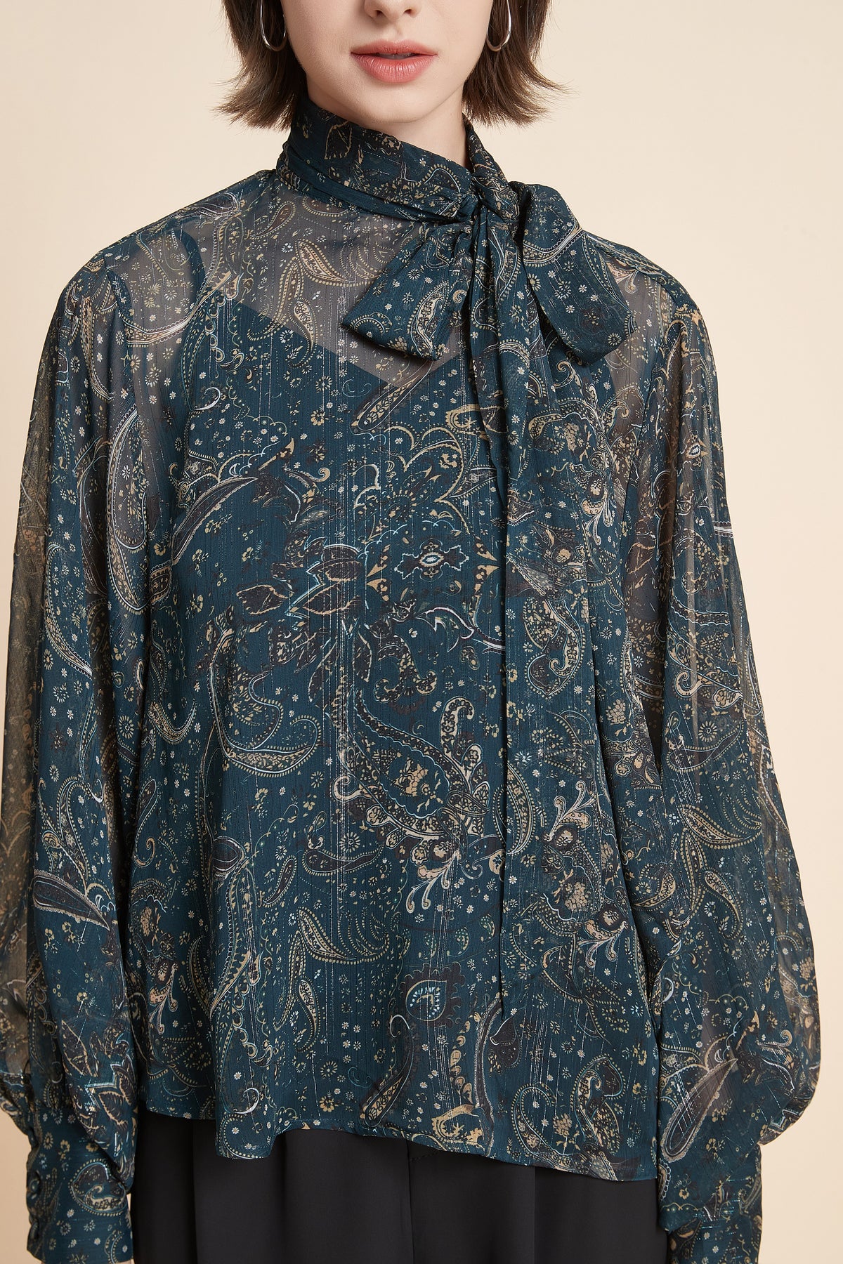 Printed Oversized Long Sleeve Top