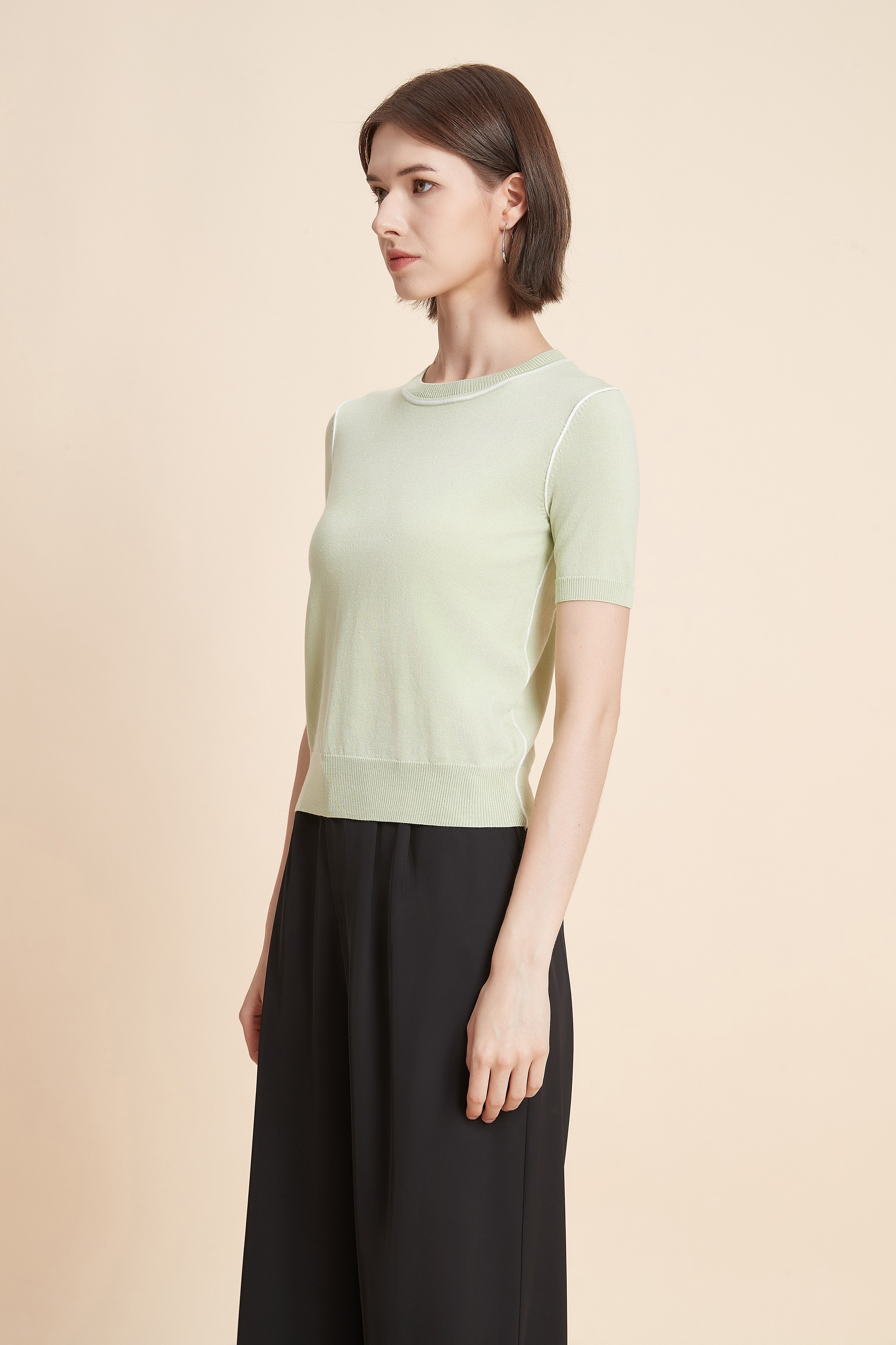 Half Sleeve Crew Neck Top