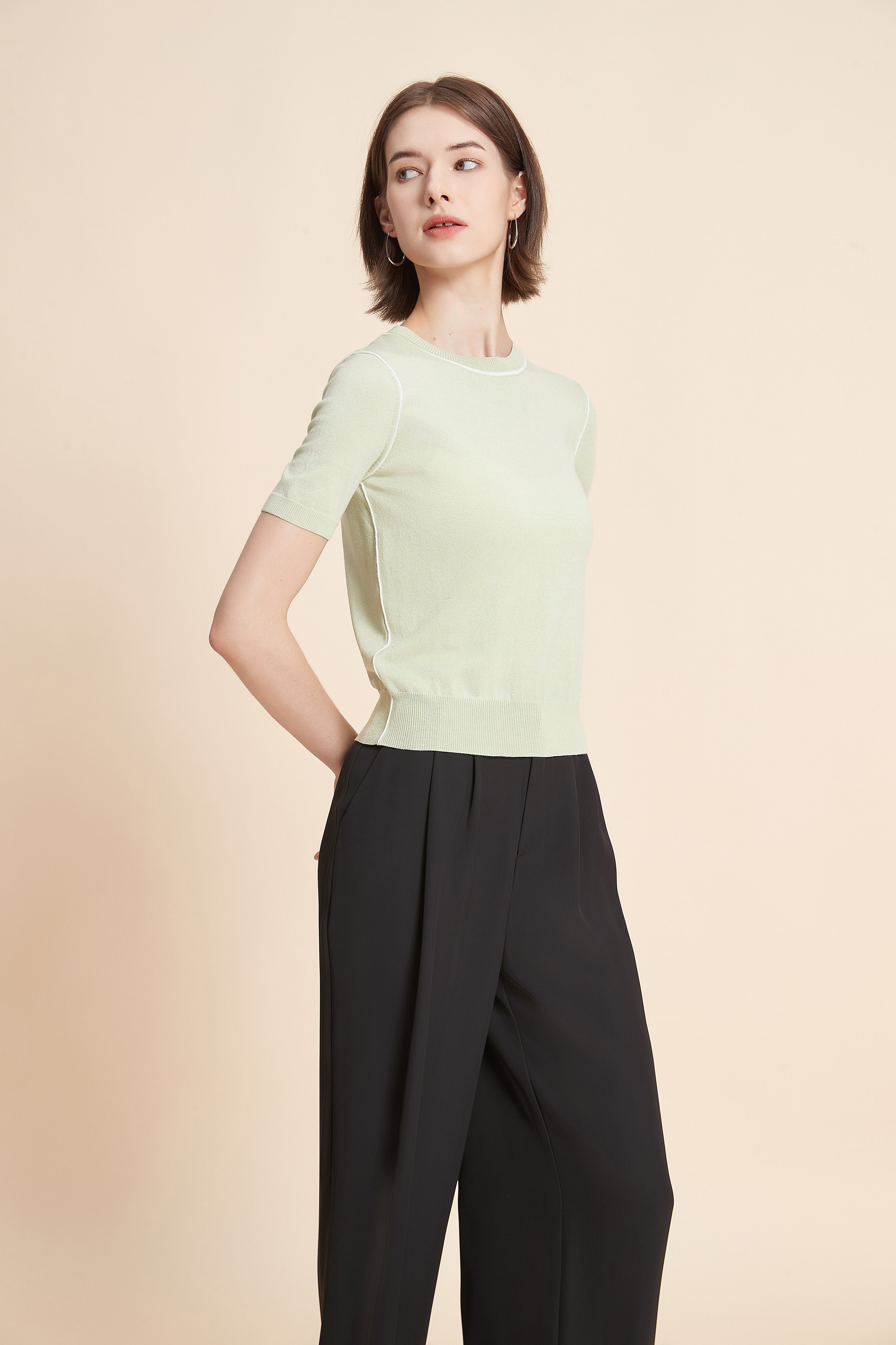 Half Sleeve Crew Neck Top
