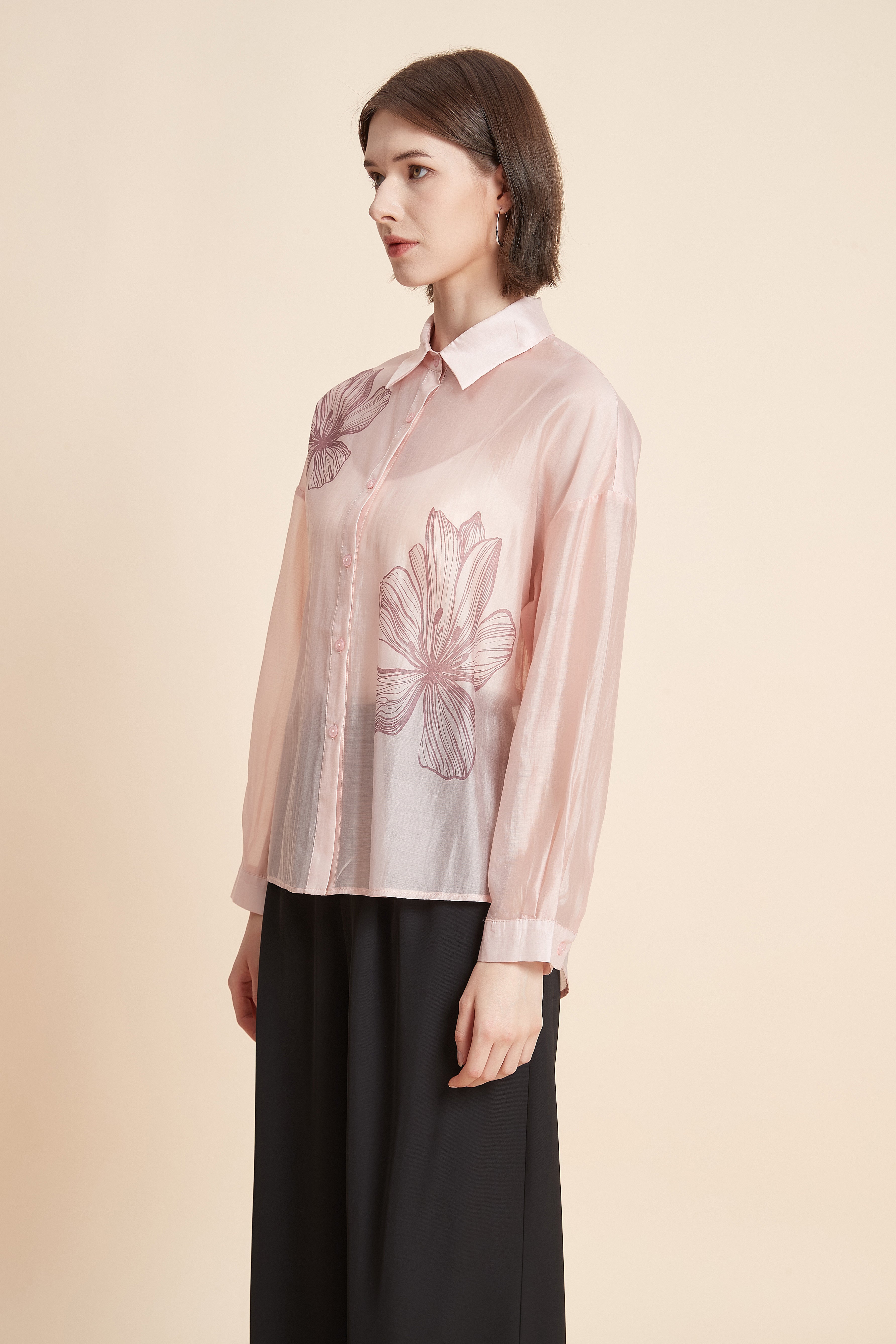 Long-Sleeved Floral Blouse