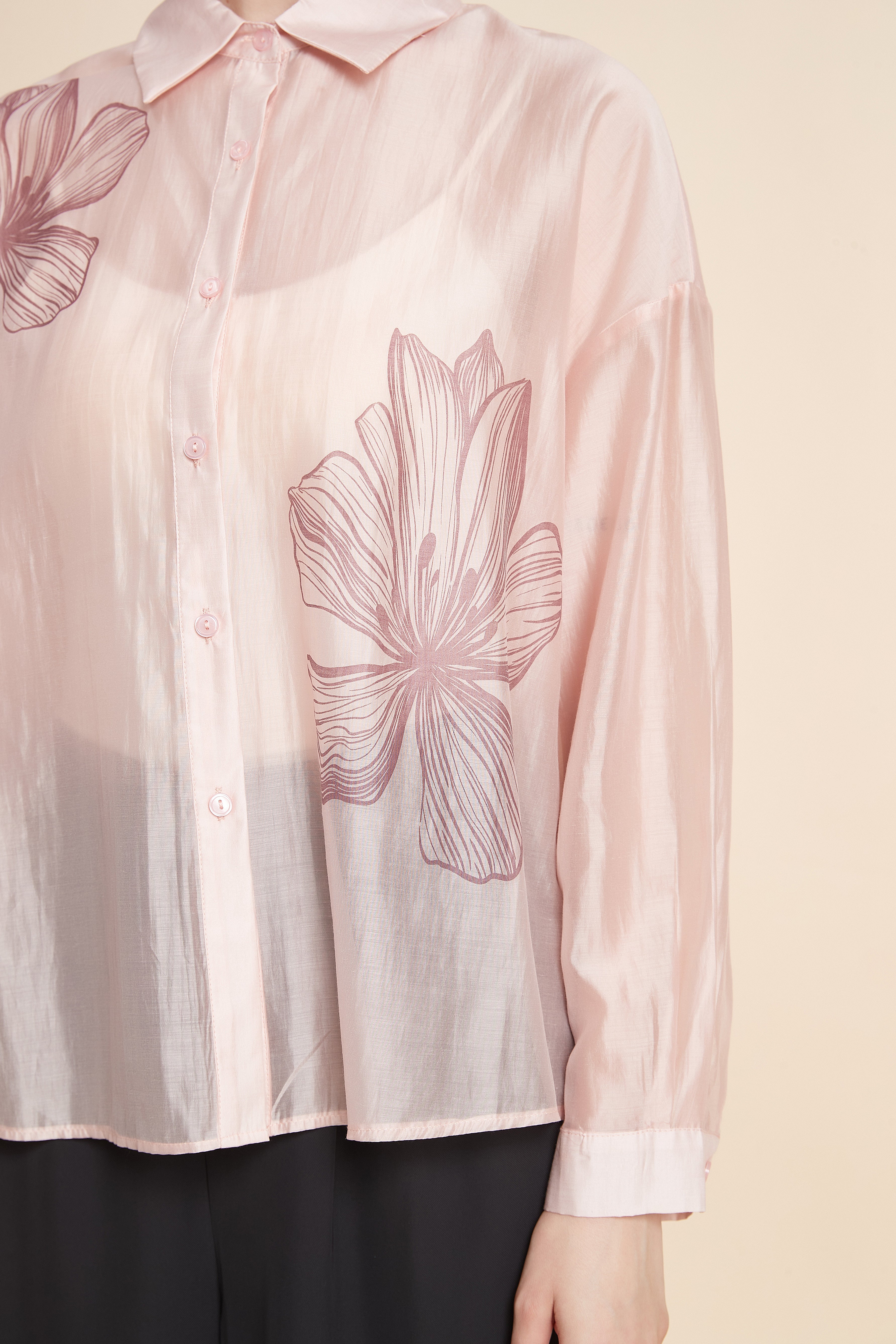 Long-Sleeved Floral Blouse