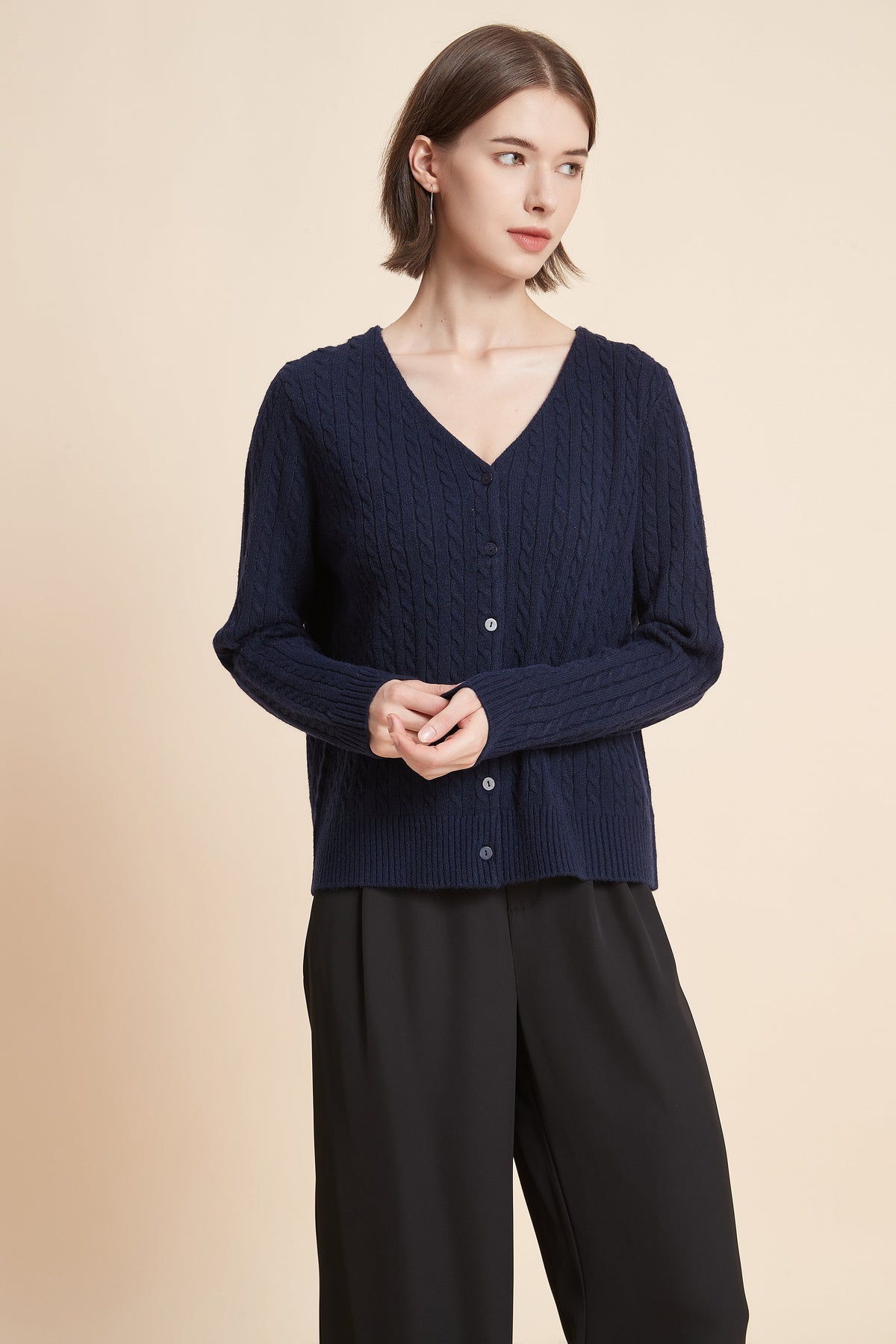 Long Sleeve Button-Front Cardigan