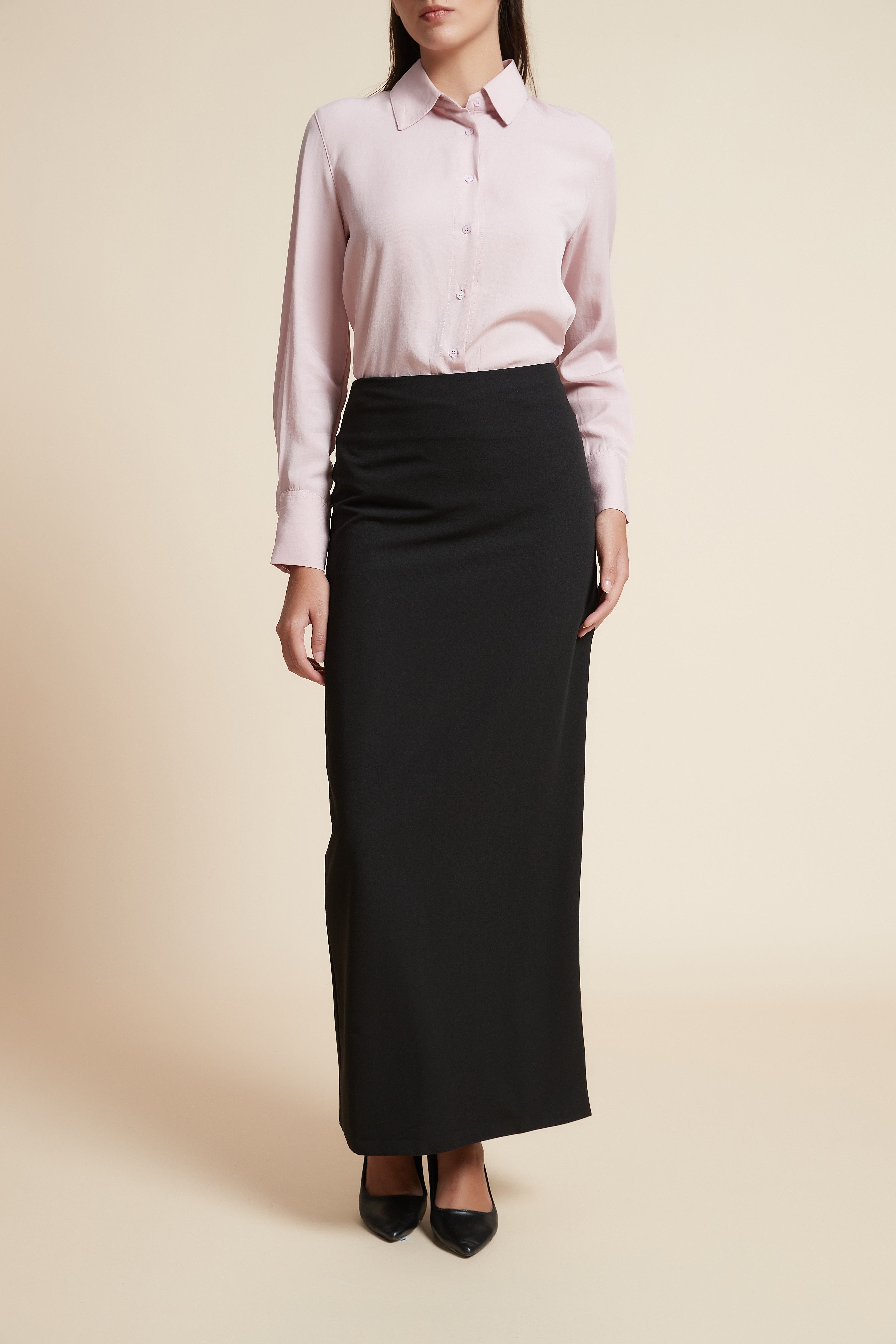 Straight Long Solid Skirt