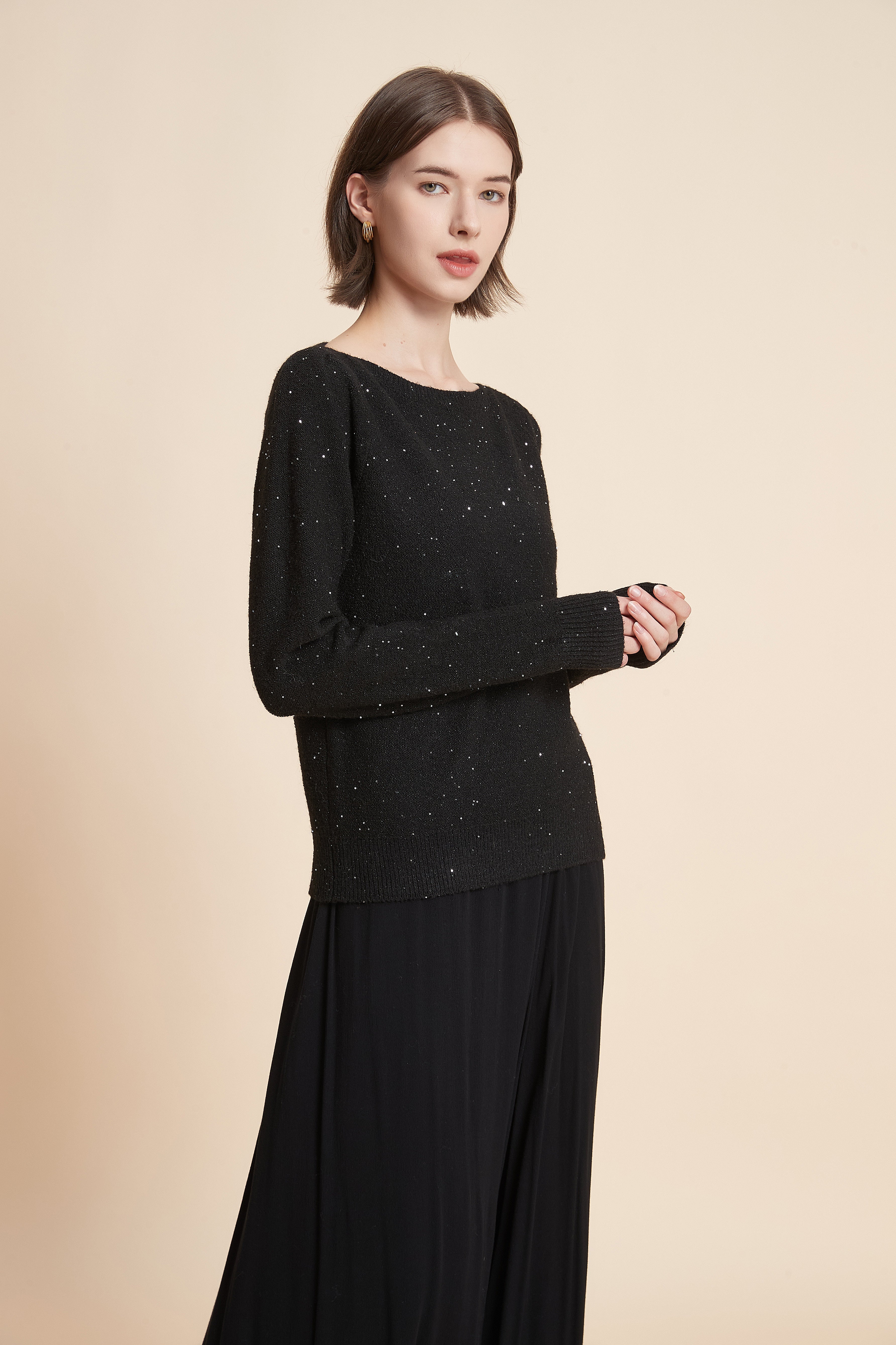Long Sleeve Top With Shimmer Details