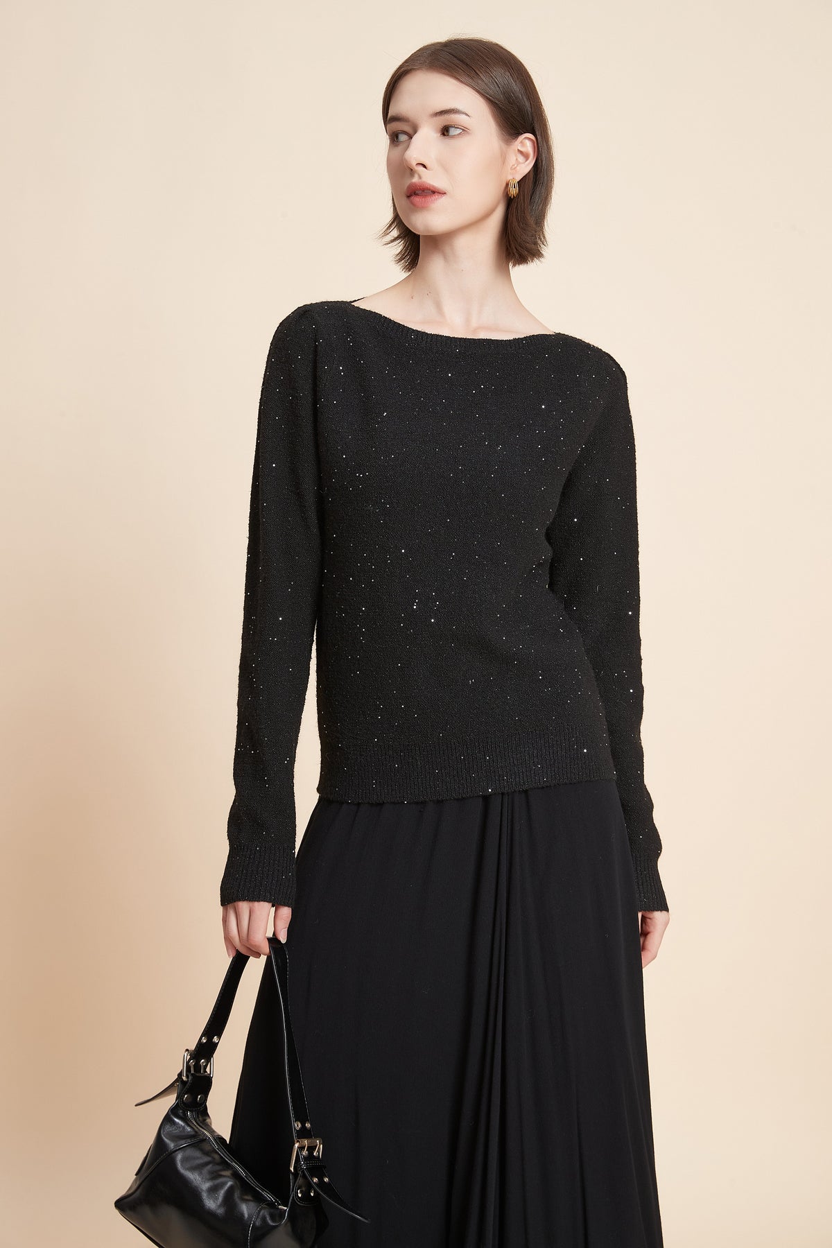 Long Sleeve Top With Shimmer Details