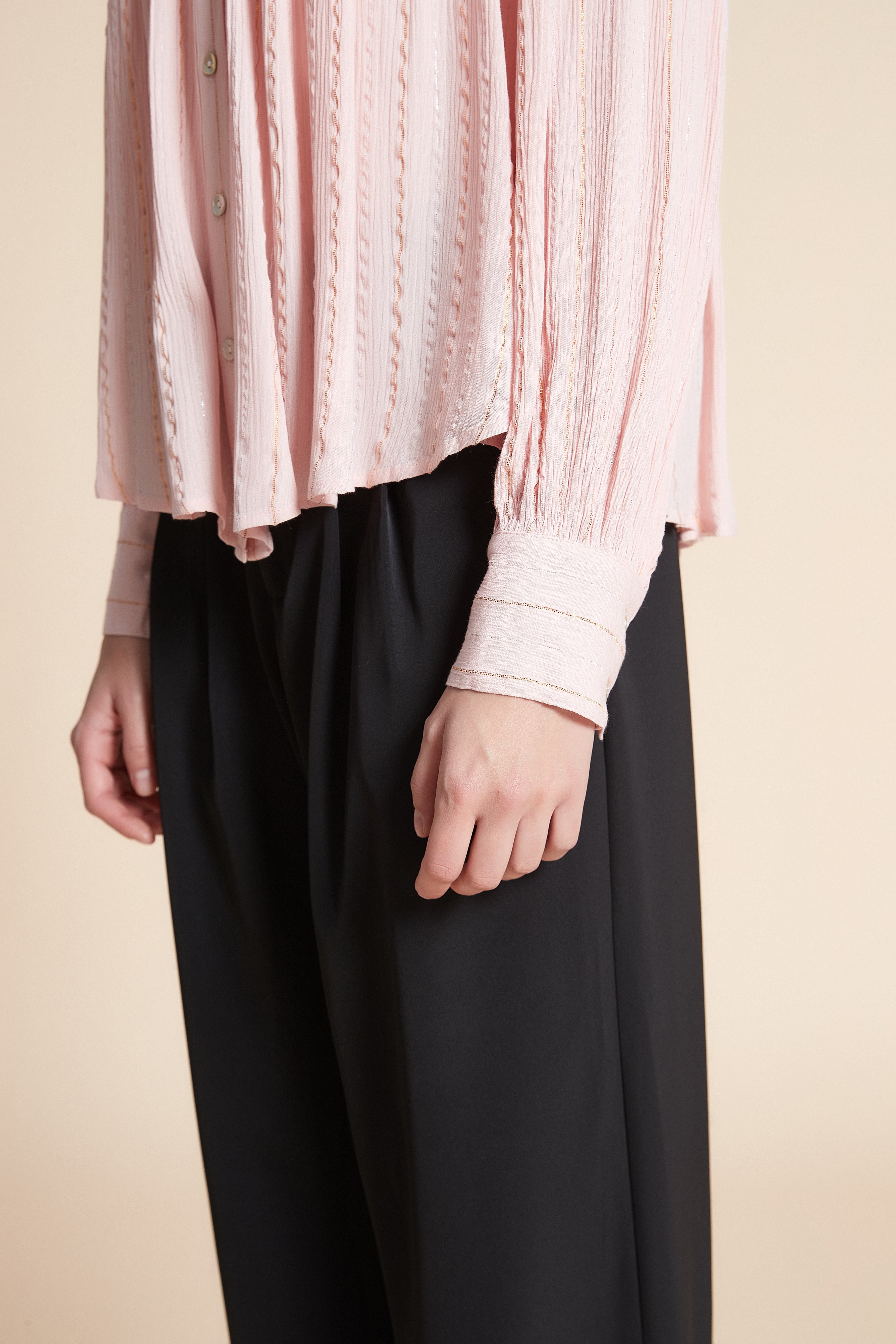 Solid Long Sleeve Mid-Length Blouse