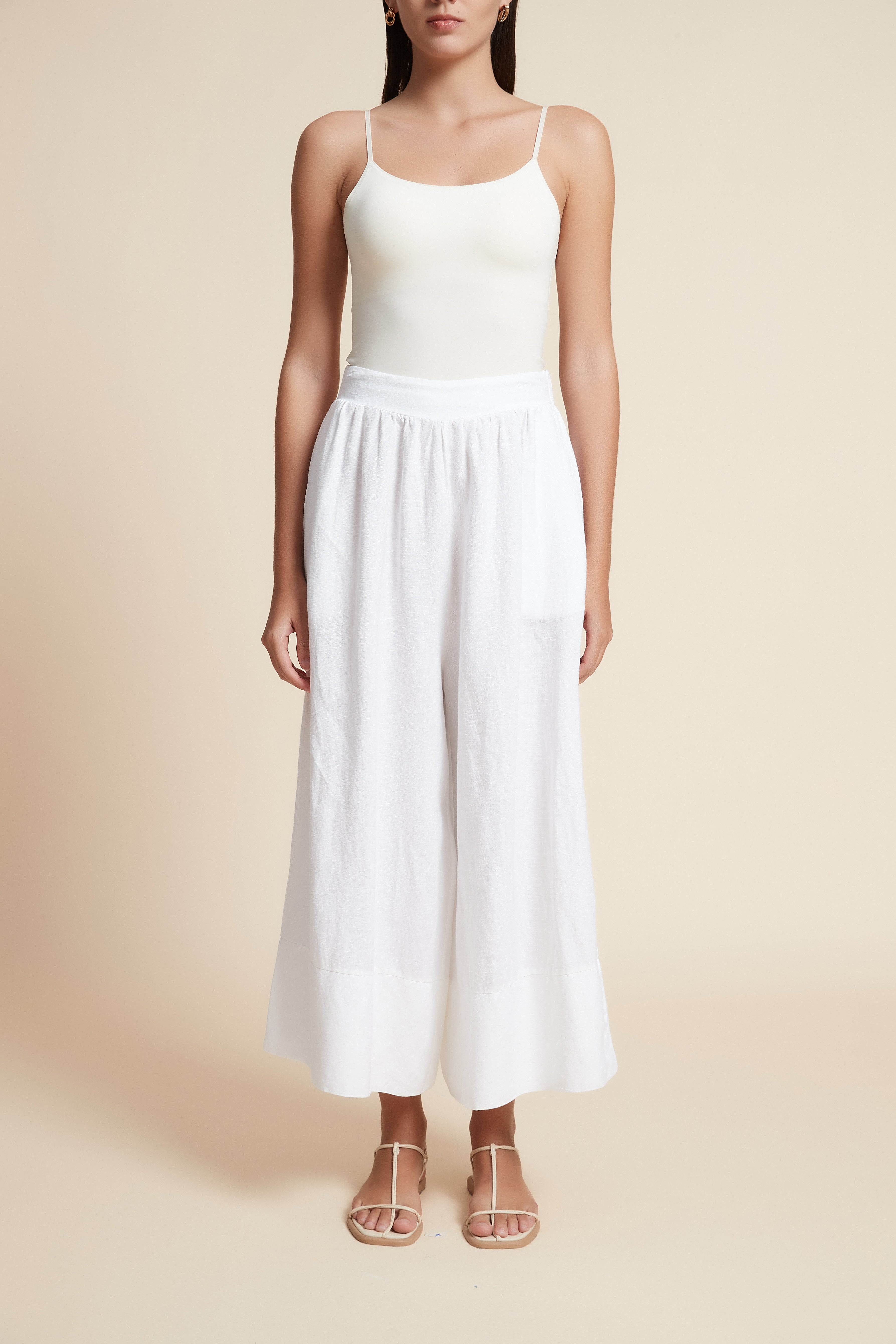 Wide Leg Plain Trousers