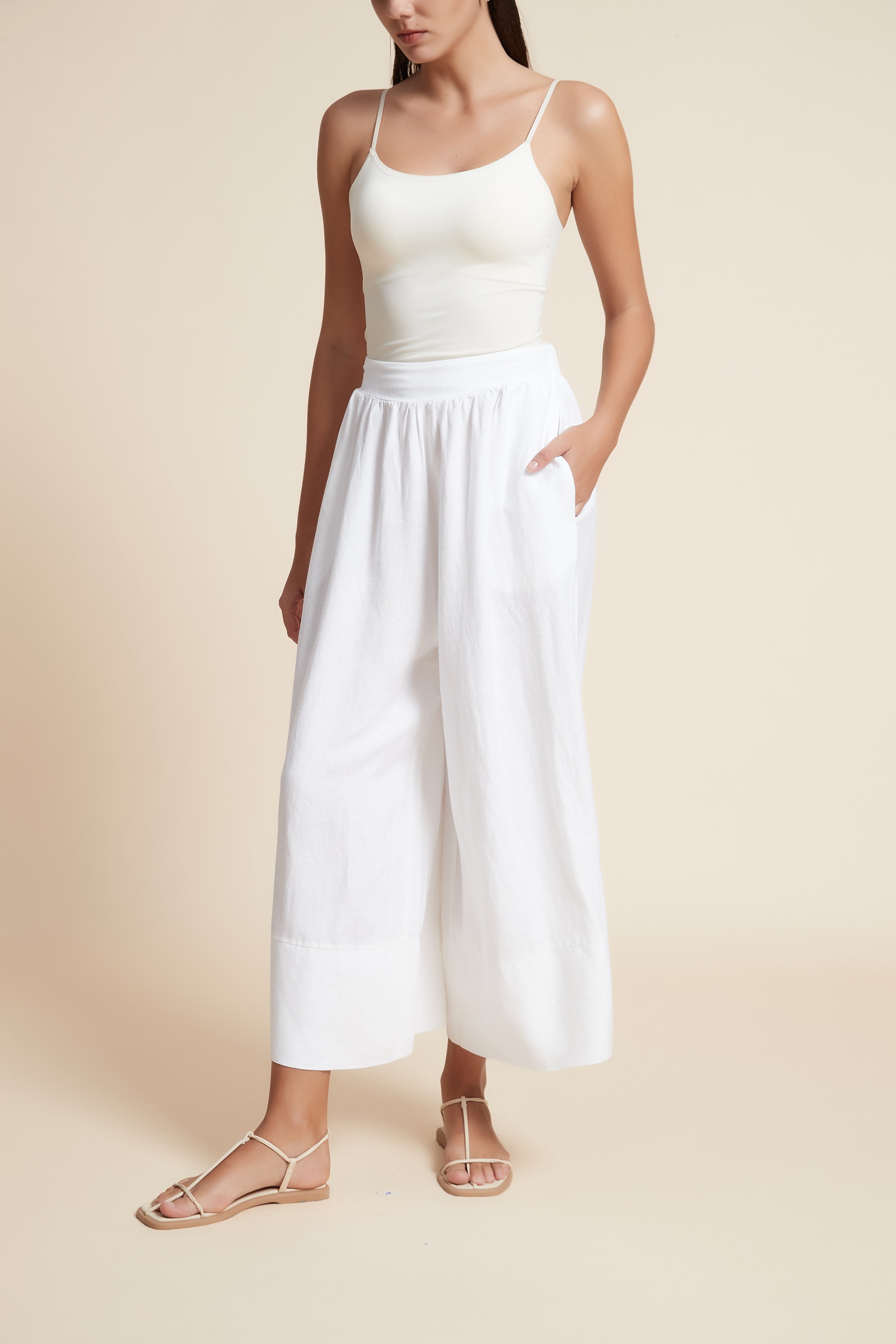 Wide Leg Plain Trousers