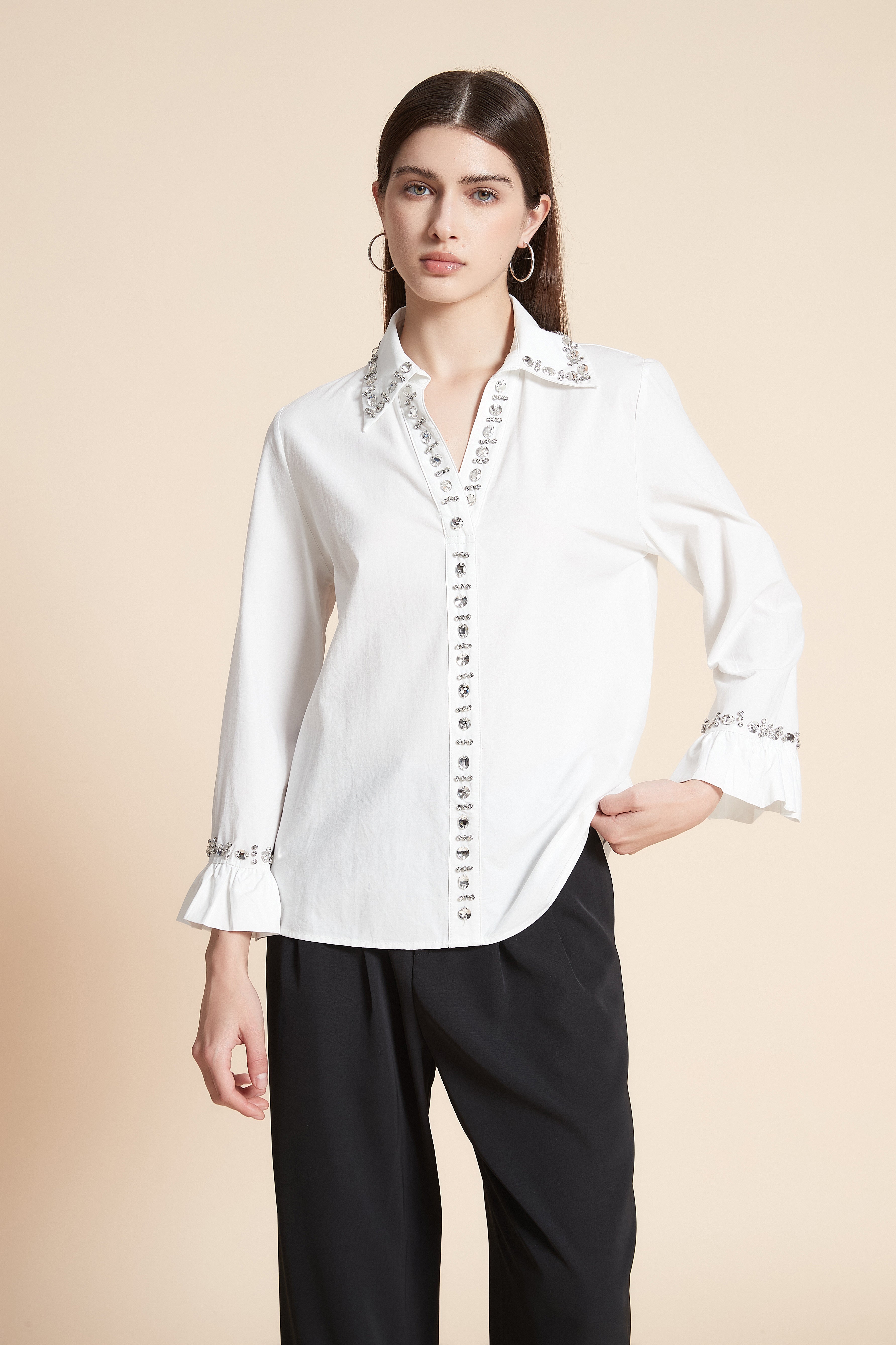 قميص متوسط الطول سادة كم طويل