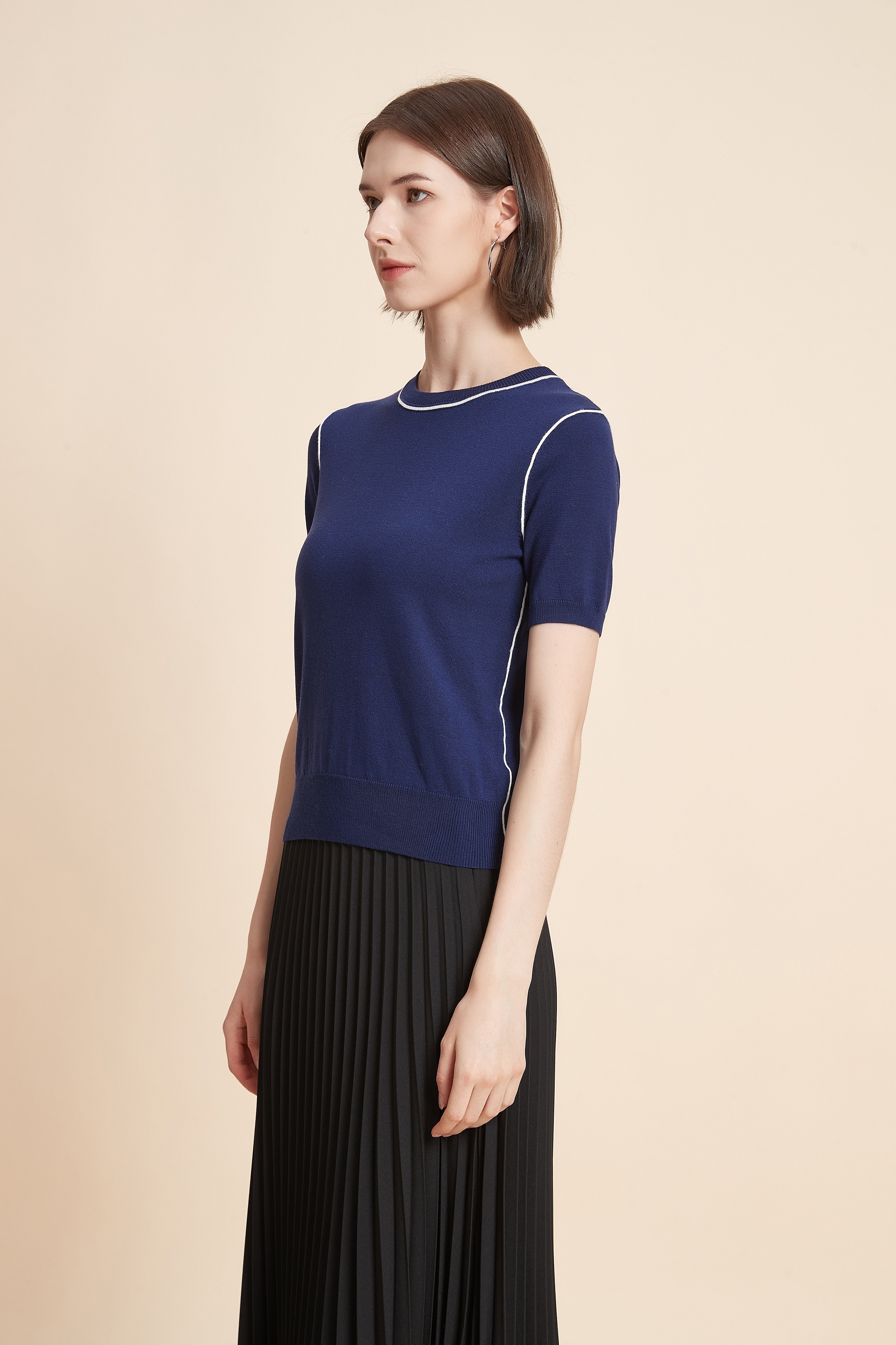 Half Sleeve Crew Neck Top