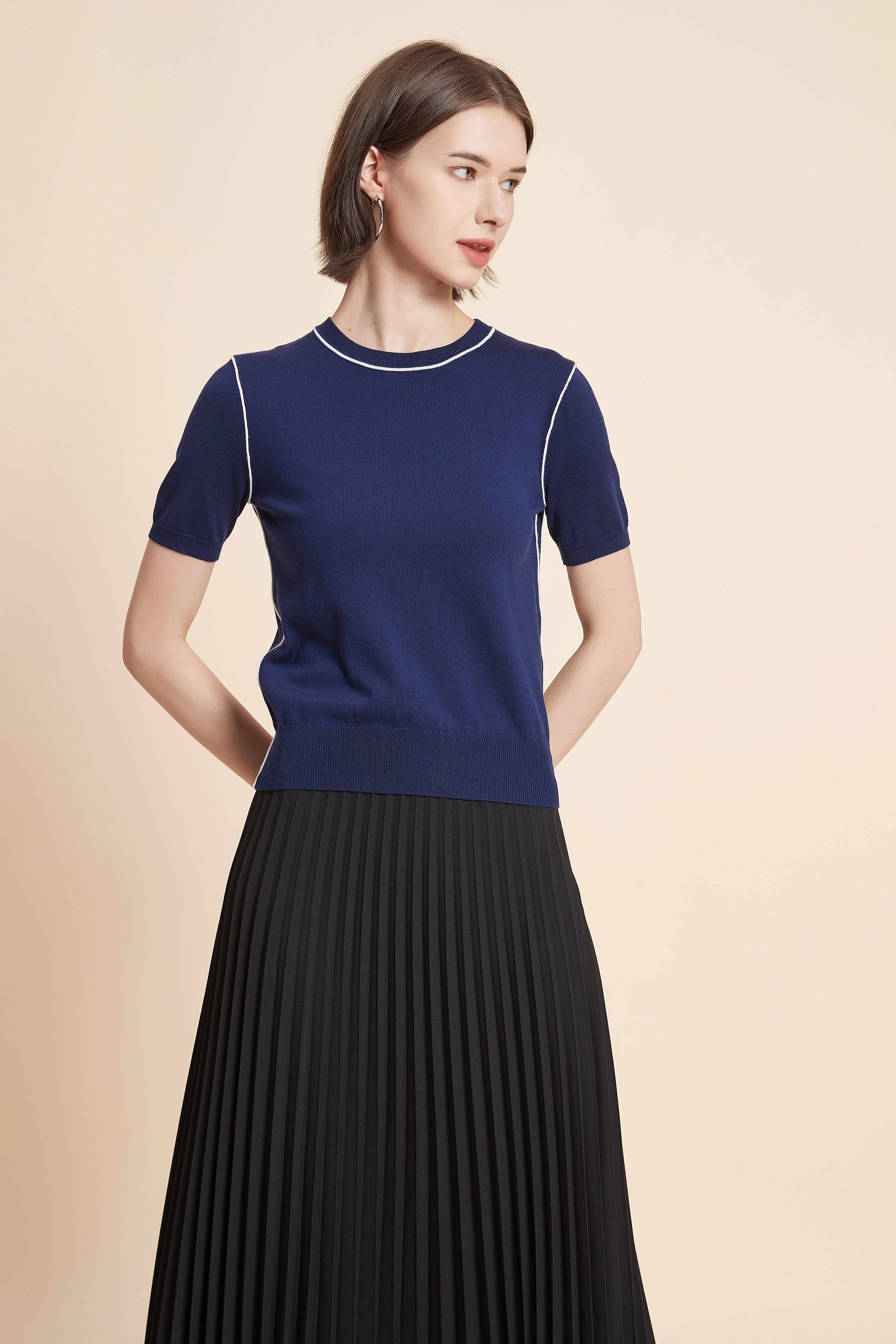 Half Sleeve Crew Neck Top