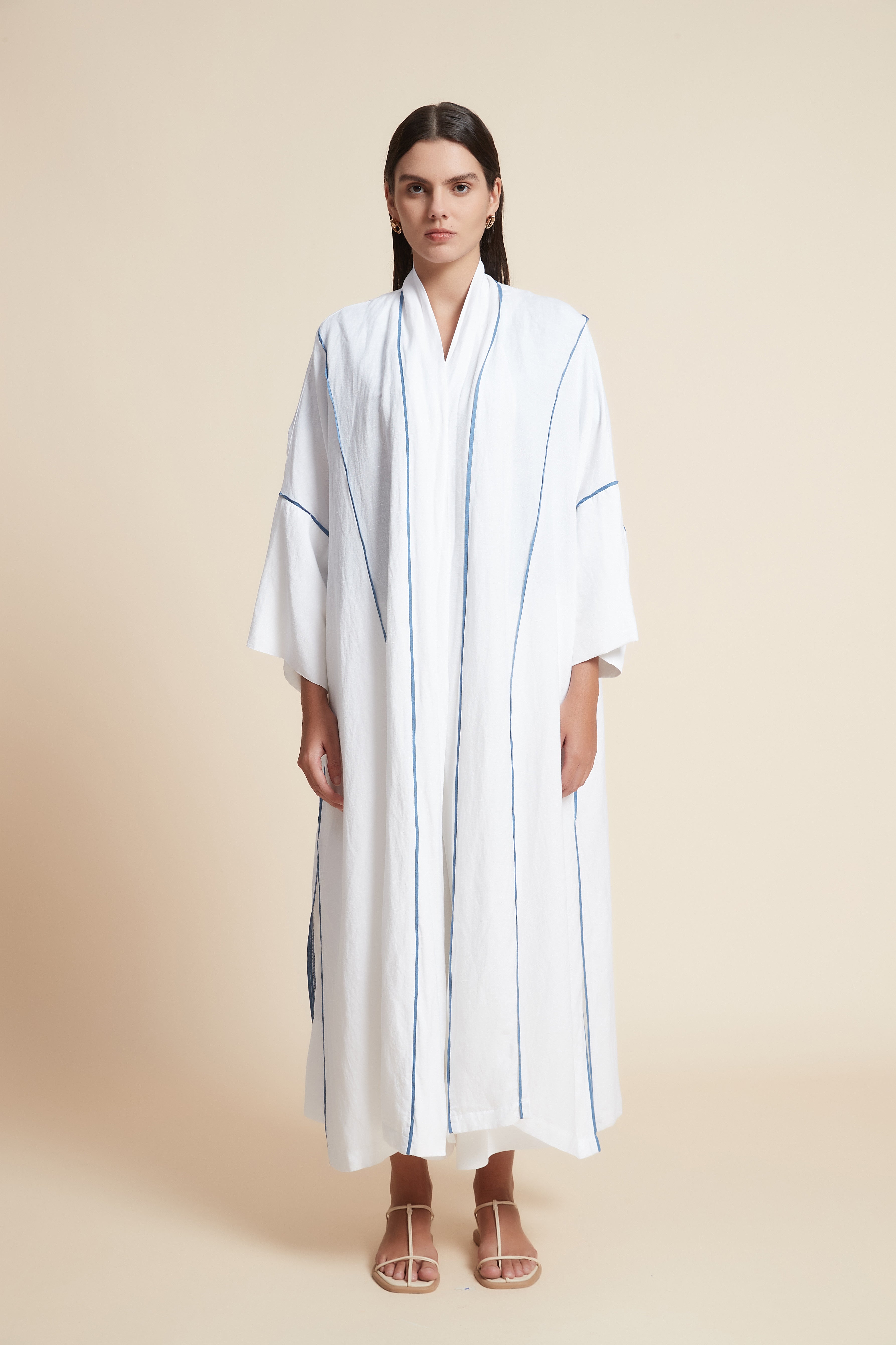 Striped 3/4 Sleeve Oversized Cardigan