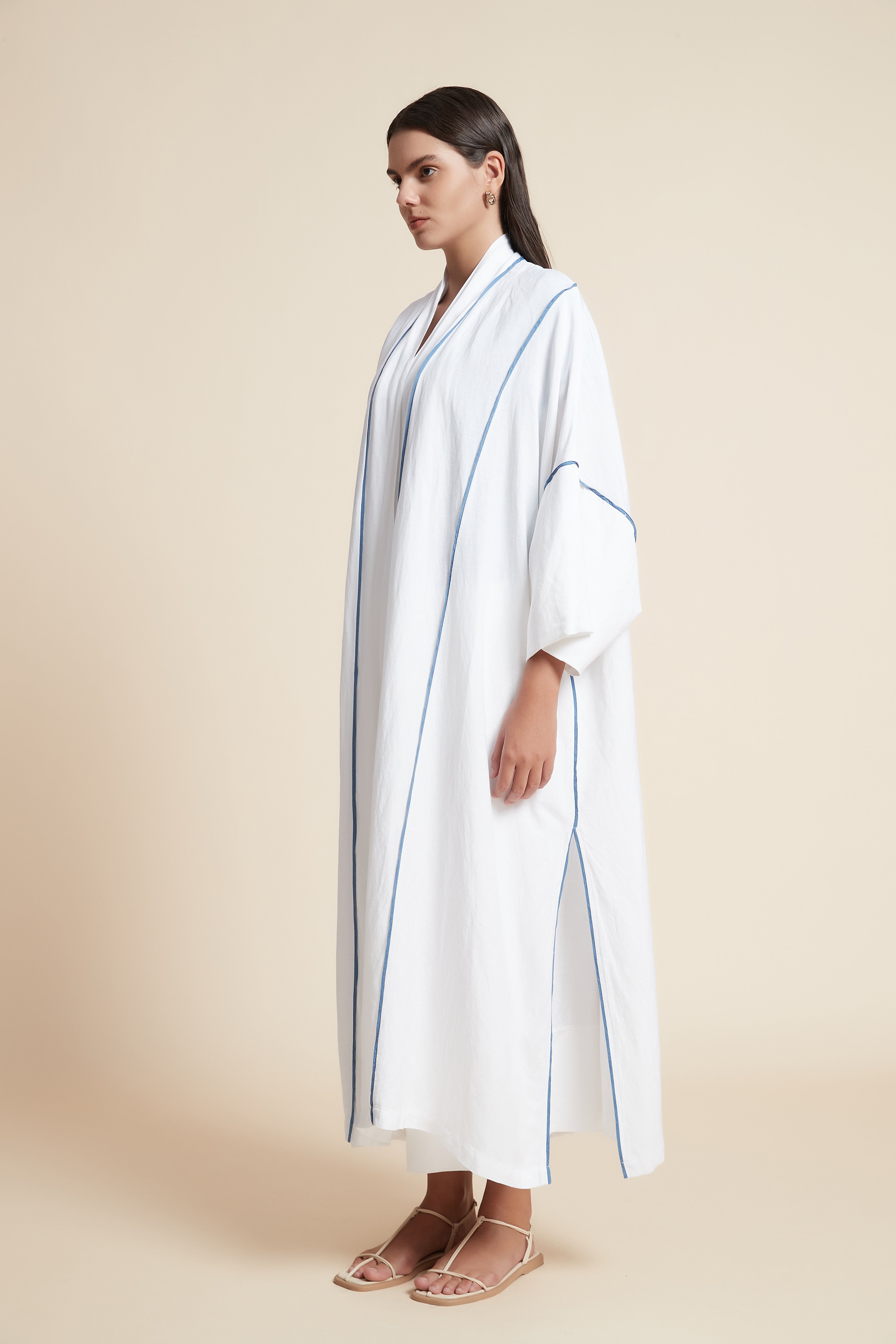 Striped 3/4 Sleeve Oversized Cardigan