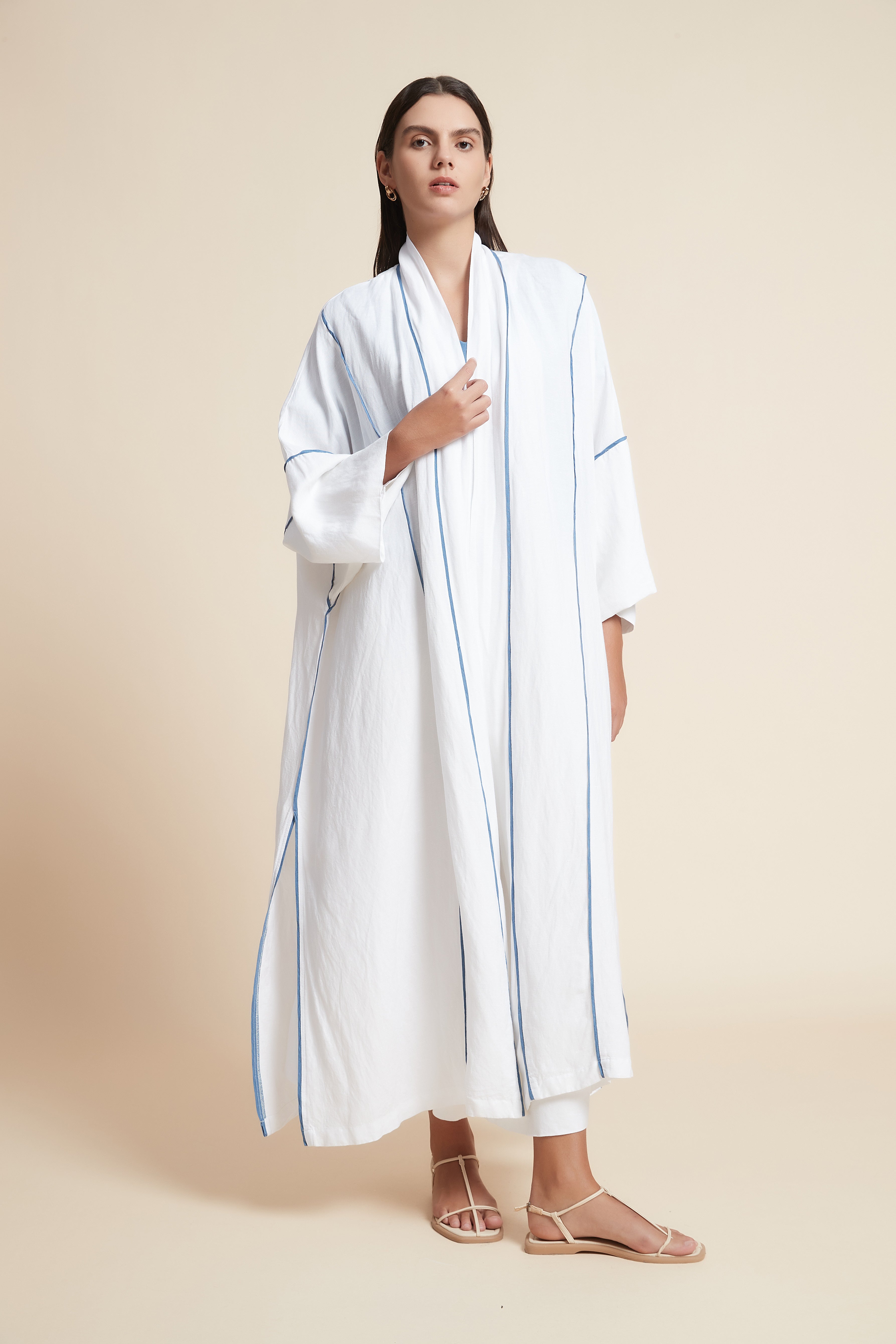 Striped 3/4 Sleeve Oversized Cardigan