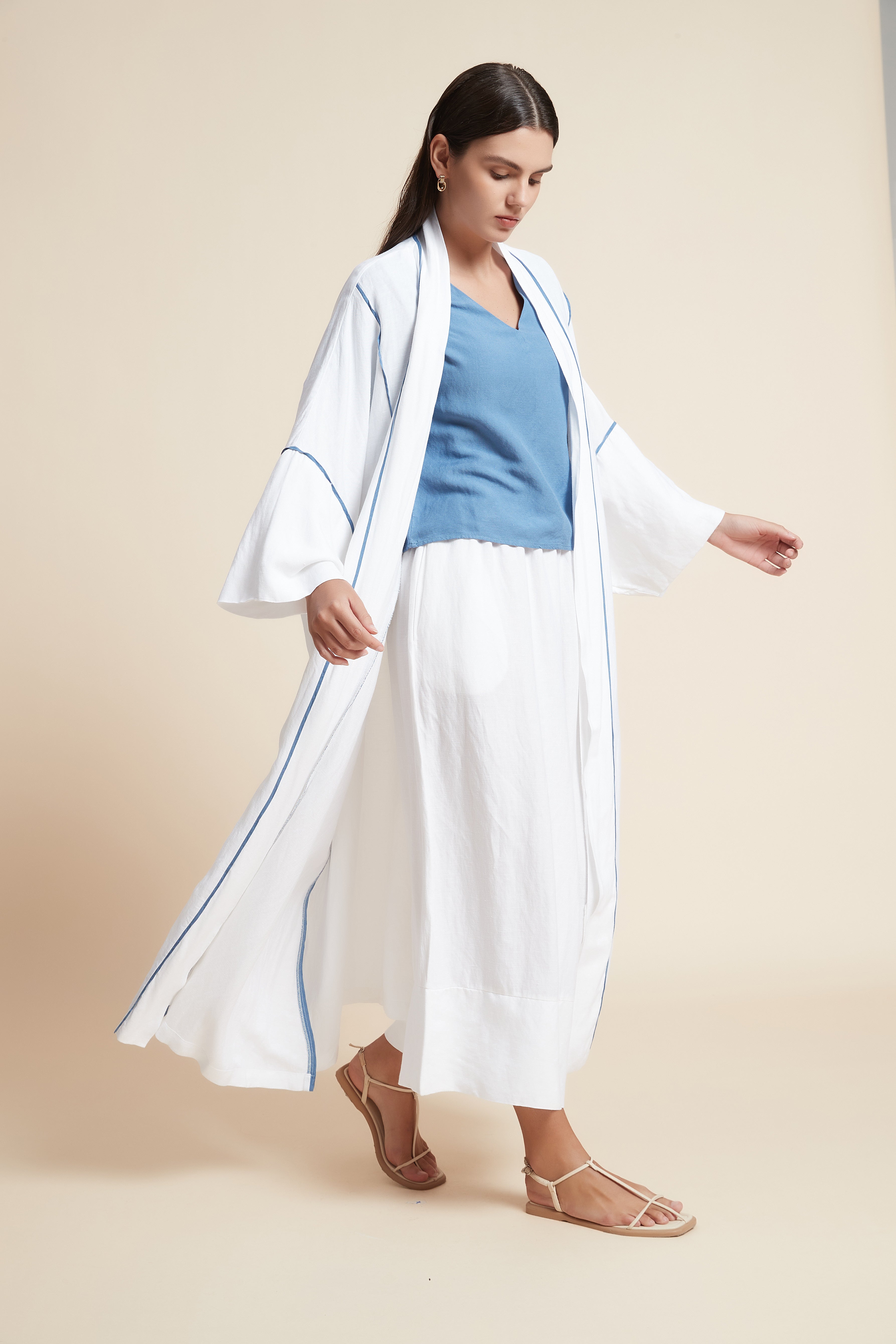 Striped 3/4 Sleeve Oversized Cardigan