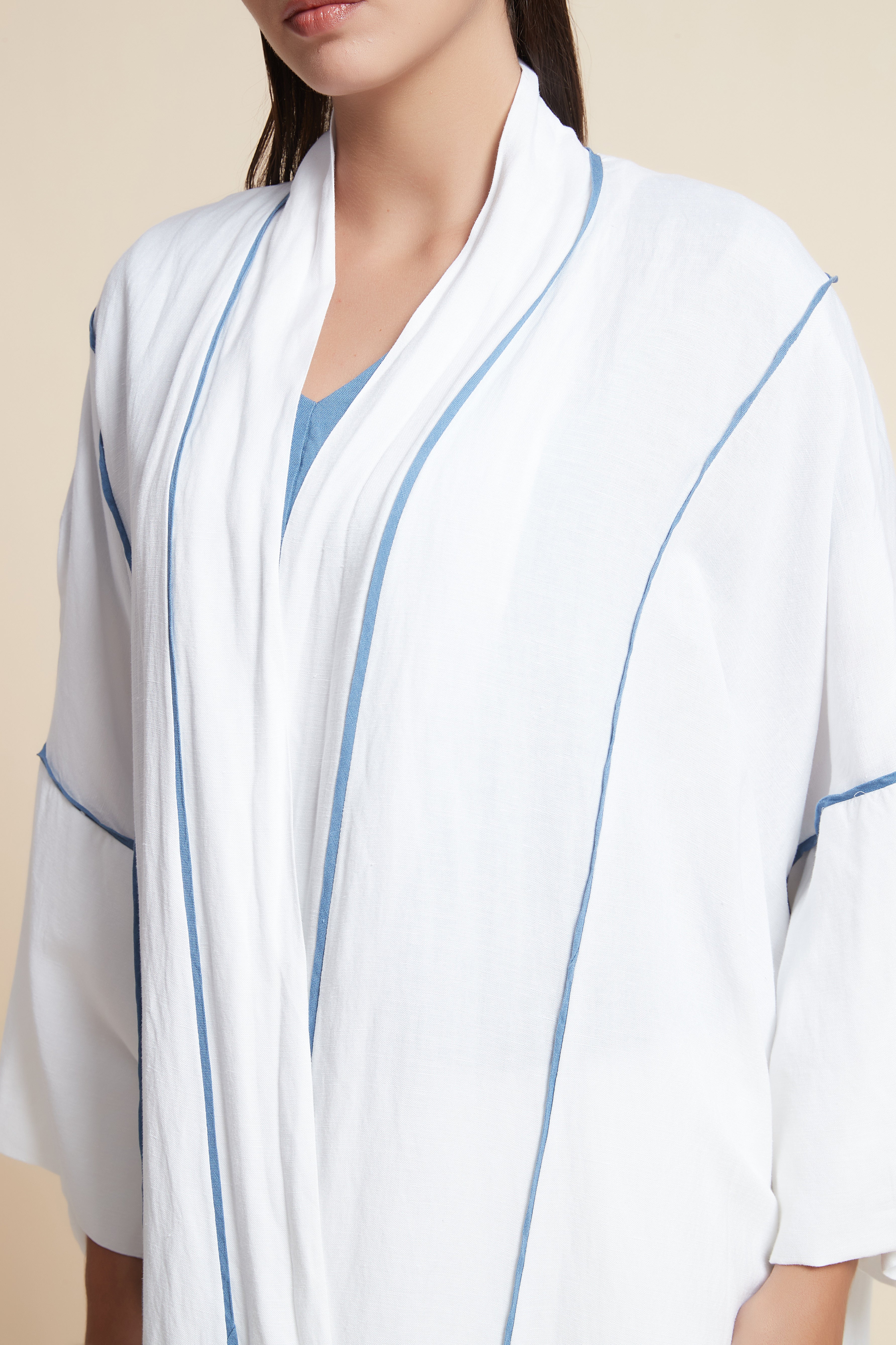 Striped 3/4 Sleeve Oversized Cardigan