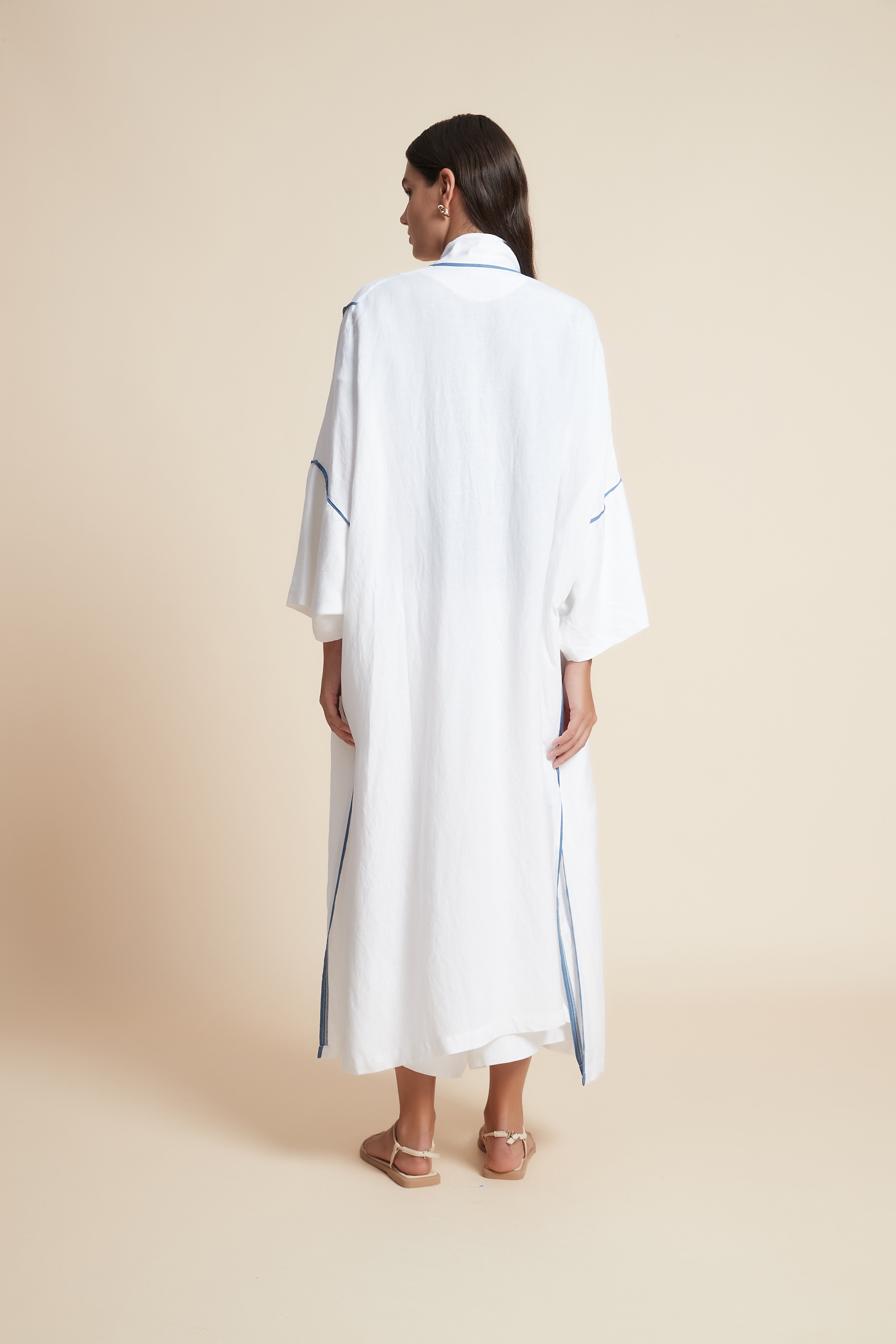 Striped 3/4 Sleeve Oversized Cardigan