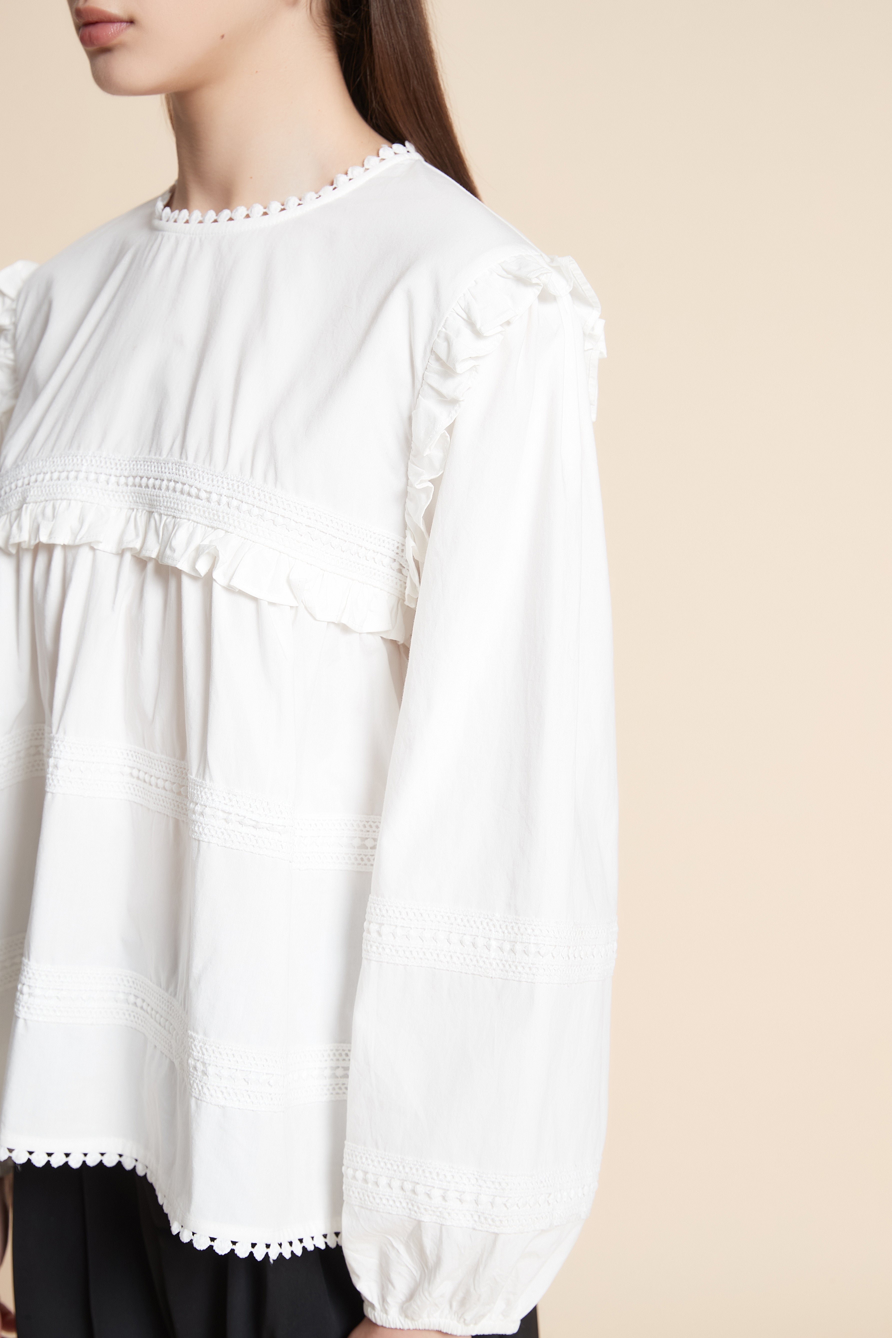 Solid Long Sleeve Mid-Length Blouse