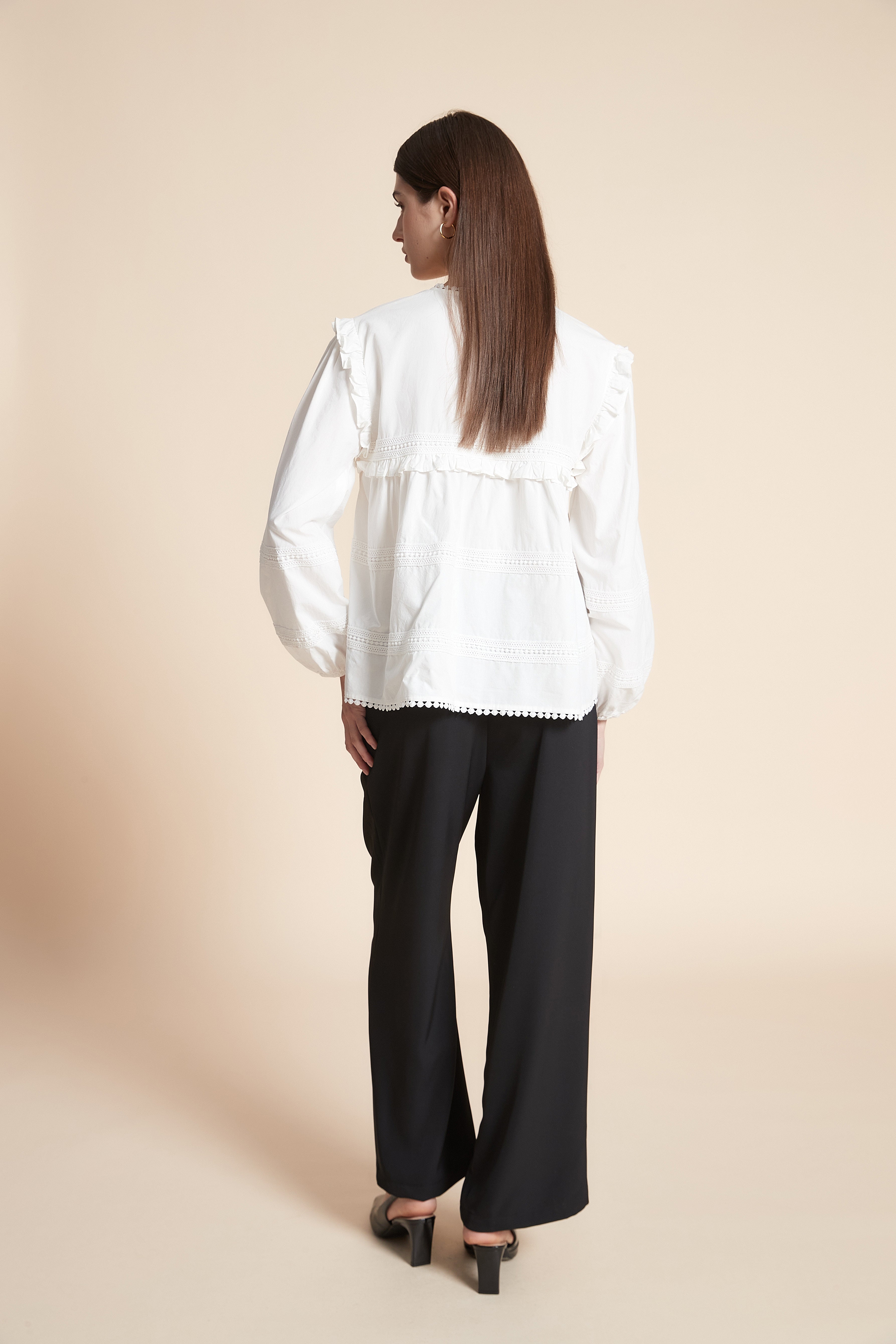 Solid Long Sleeve Mid-Length Blouse