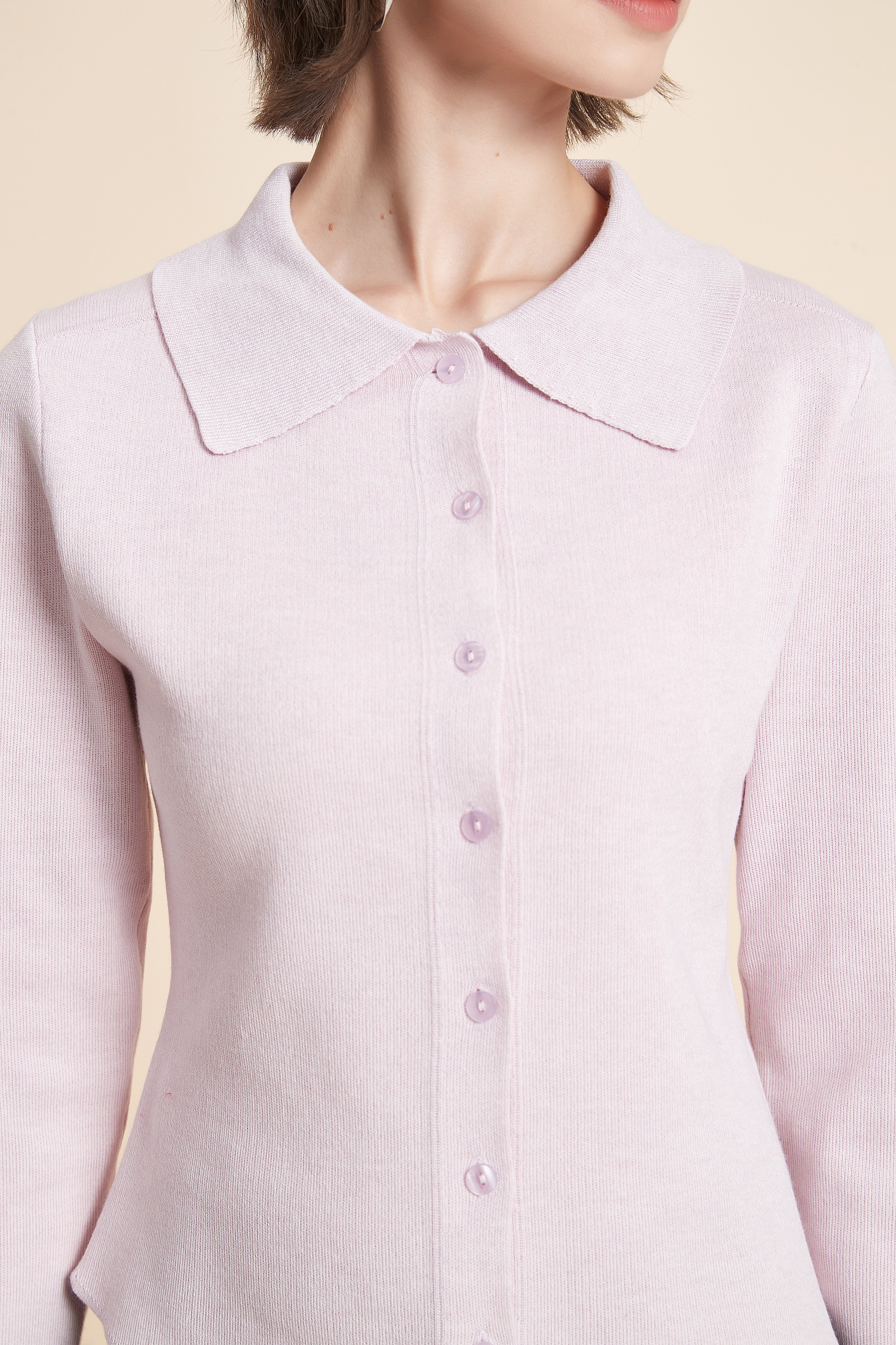 Open Long Sleeve Shirt Collar Top
