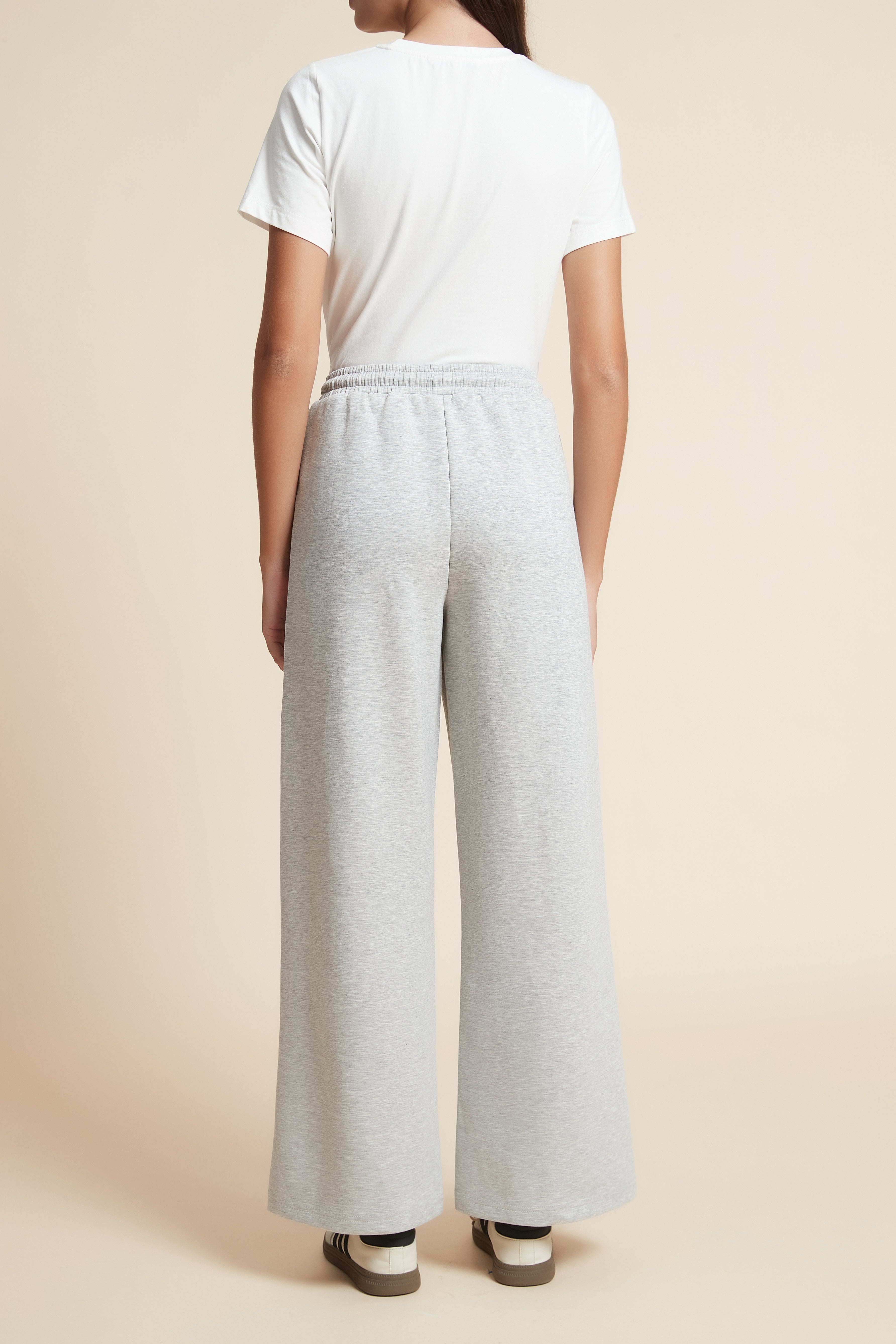 Solid Color Long Pants with Drawstring