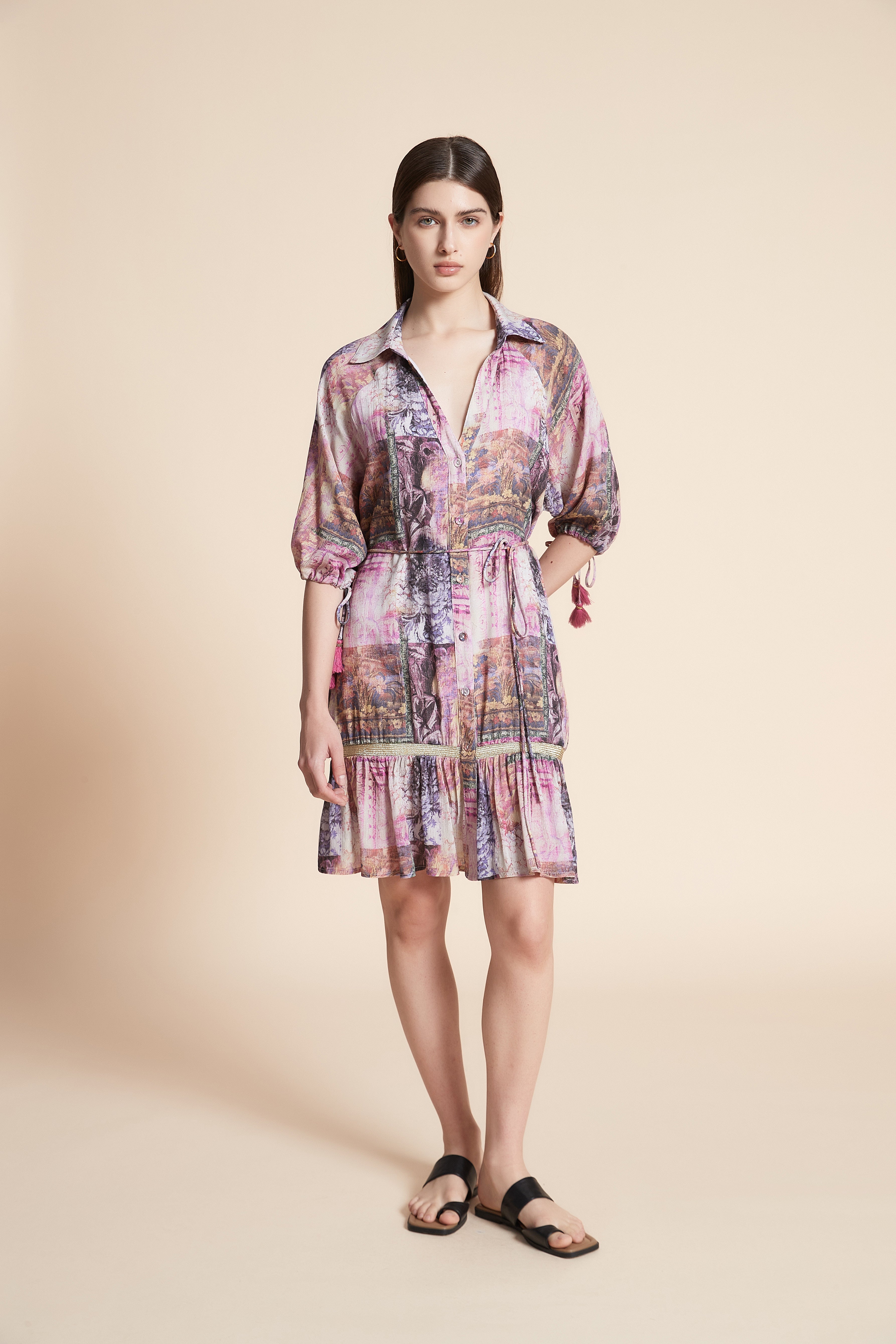 Short Printed Half Sleeve Dress