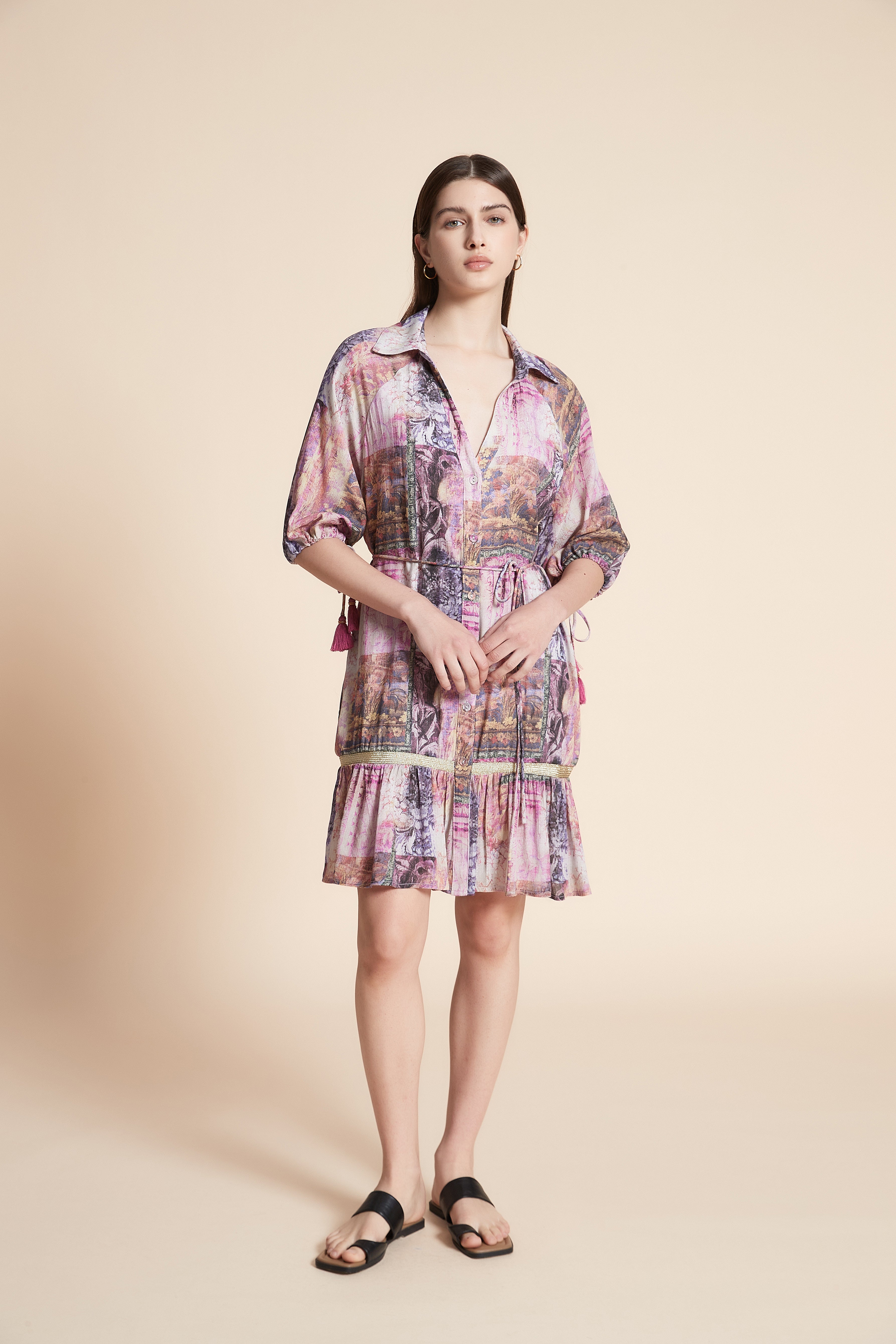 Short Printed Half Sleeve Dress
