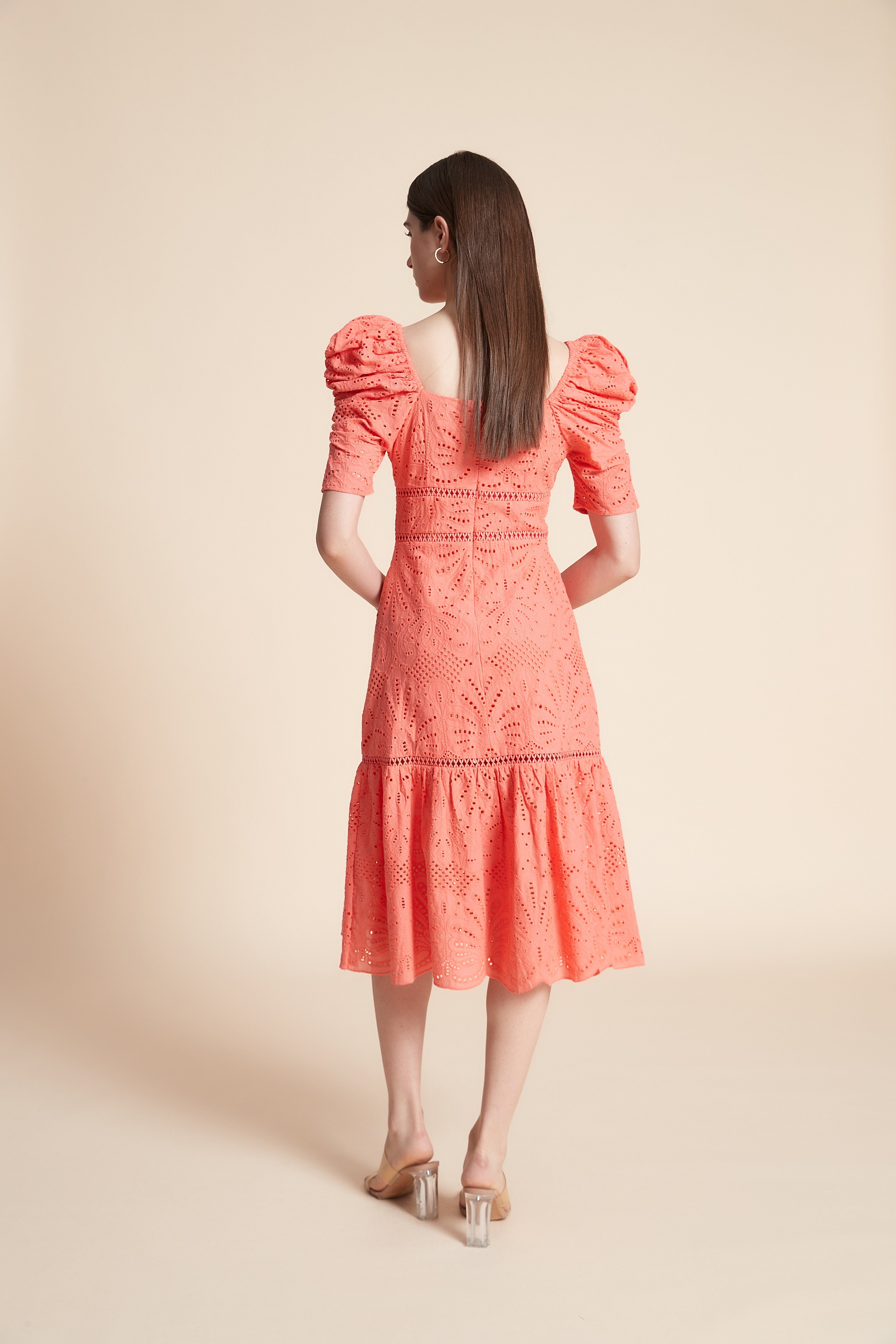 Short Sleeve Lace Midi Dress