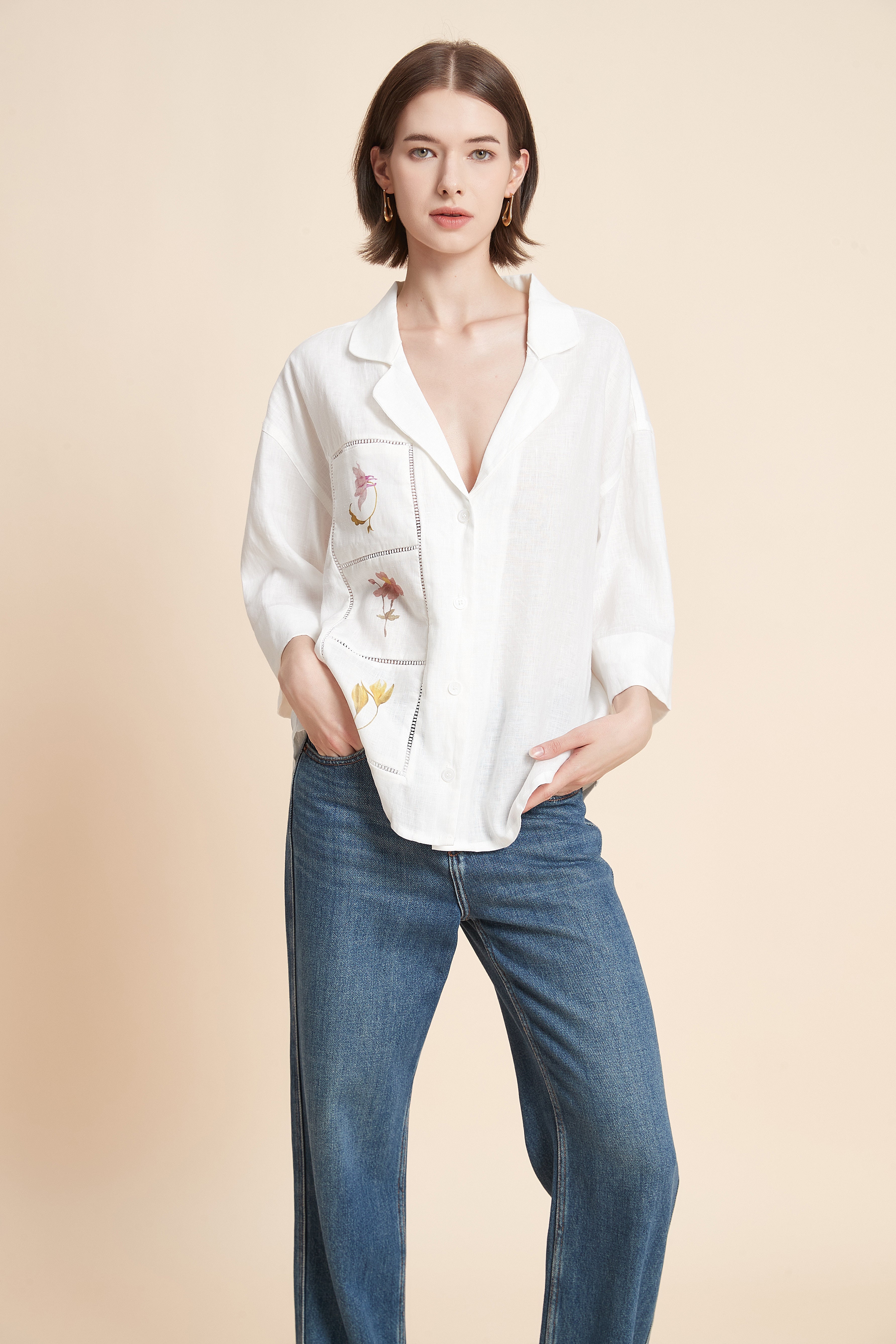 3/4-Sleeve Pajama Top