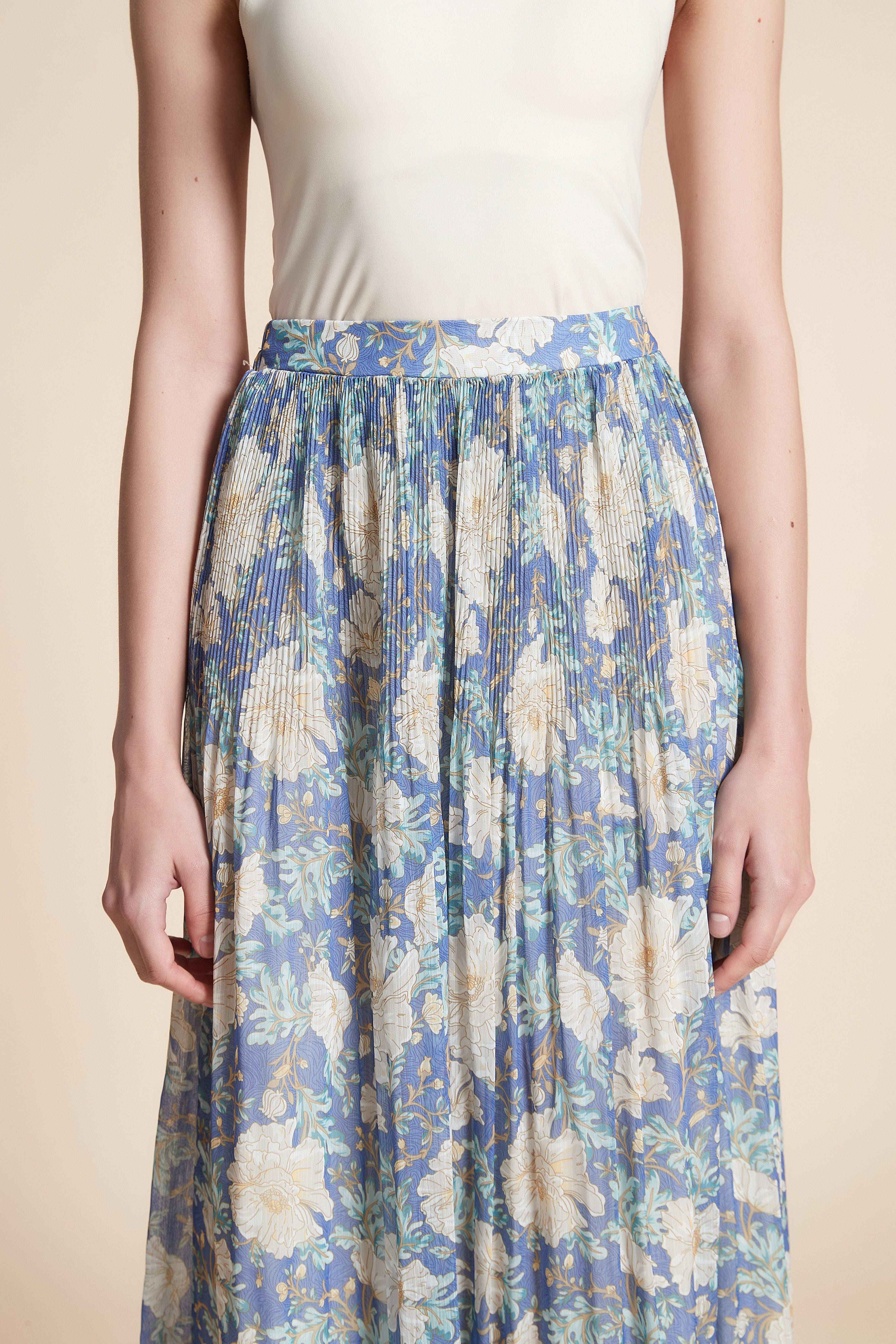 Wide Cut Printed Midi Skirt