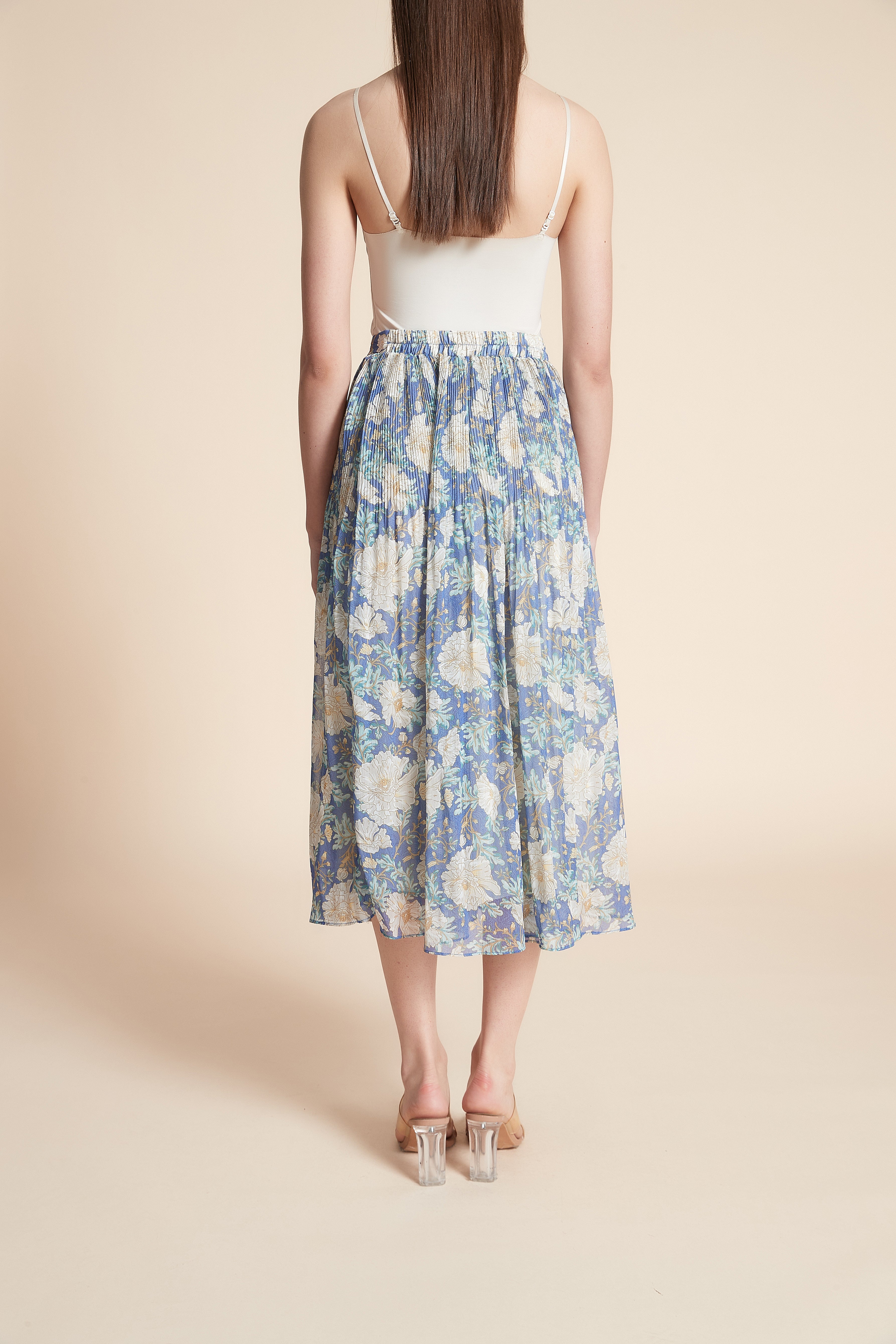 Wide Cut Printed Midi Skirt