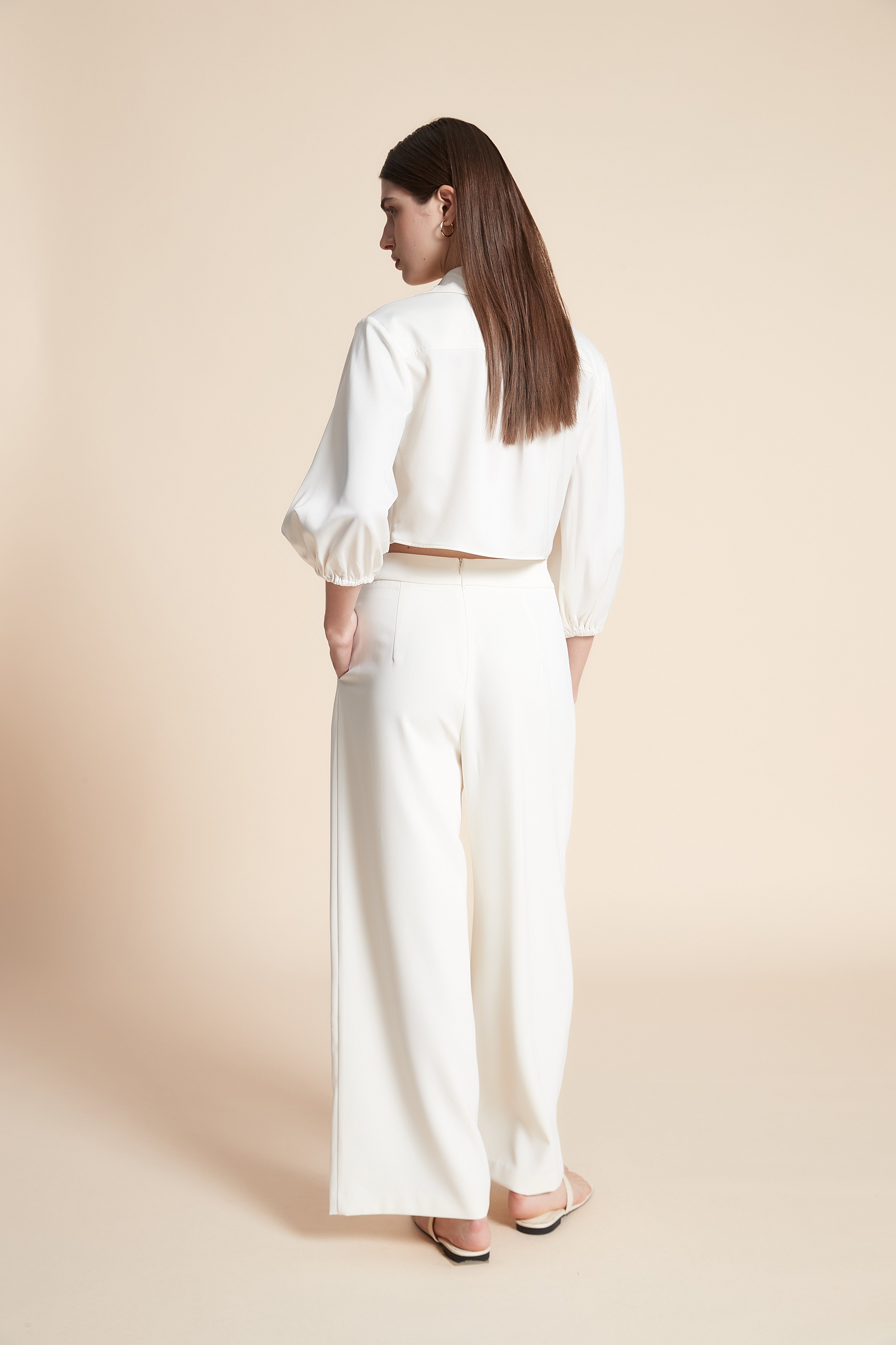 Wide-Leg Solid Long Pants