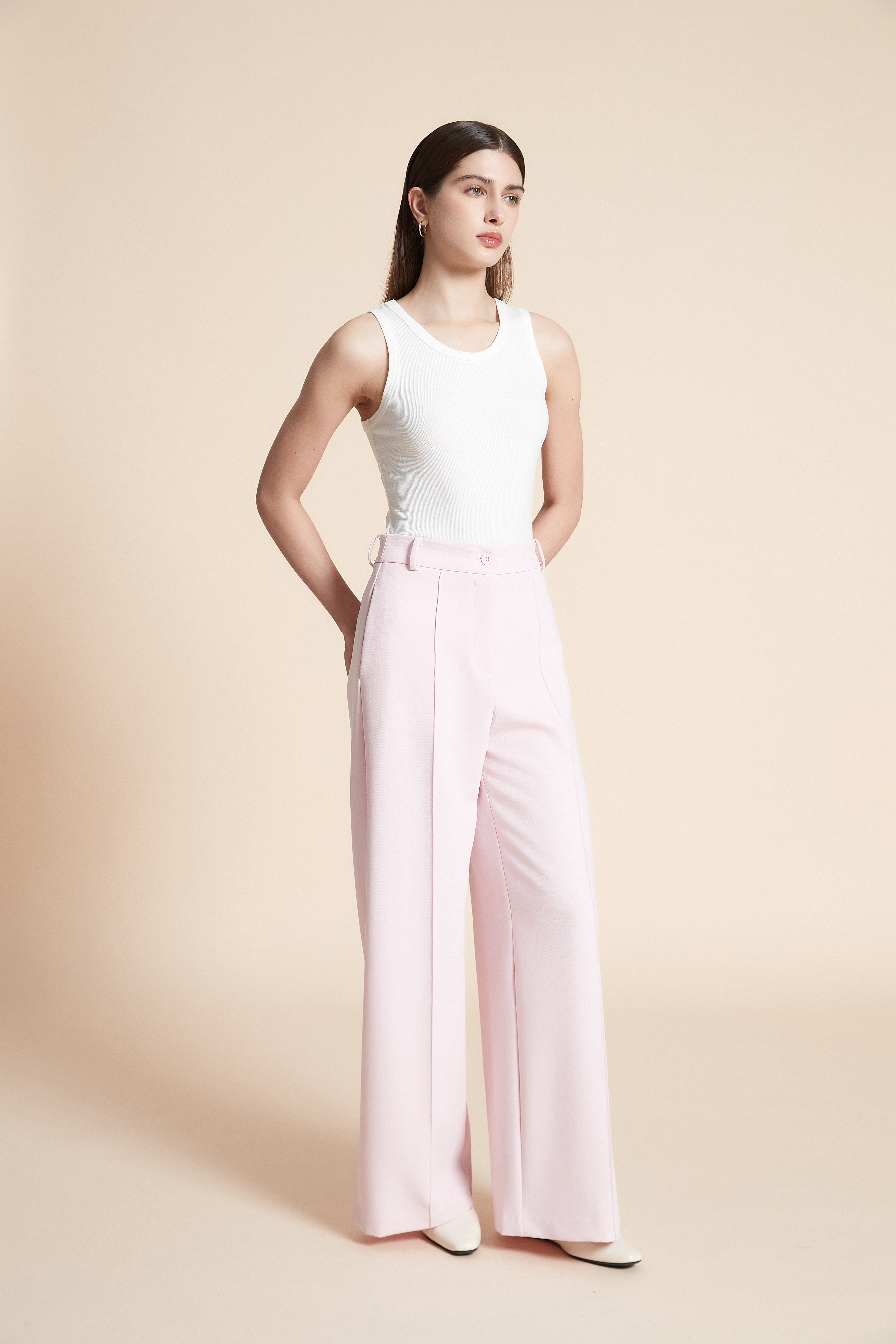 Plain Straight Leg Trousers
