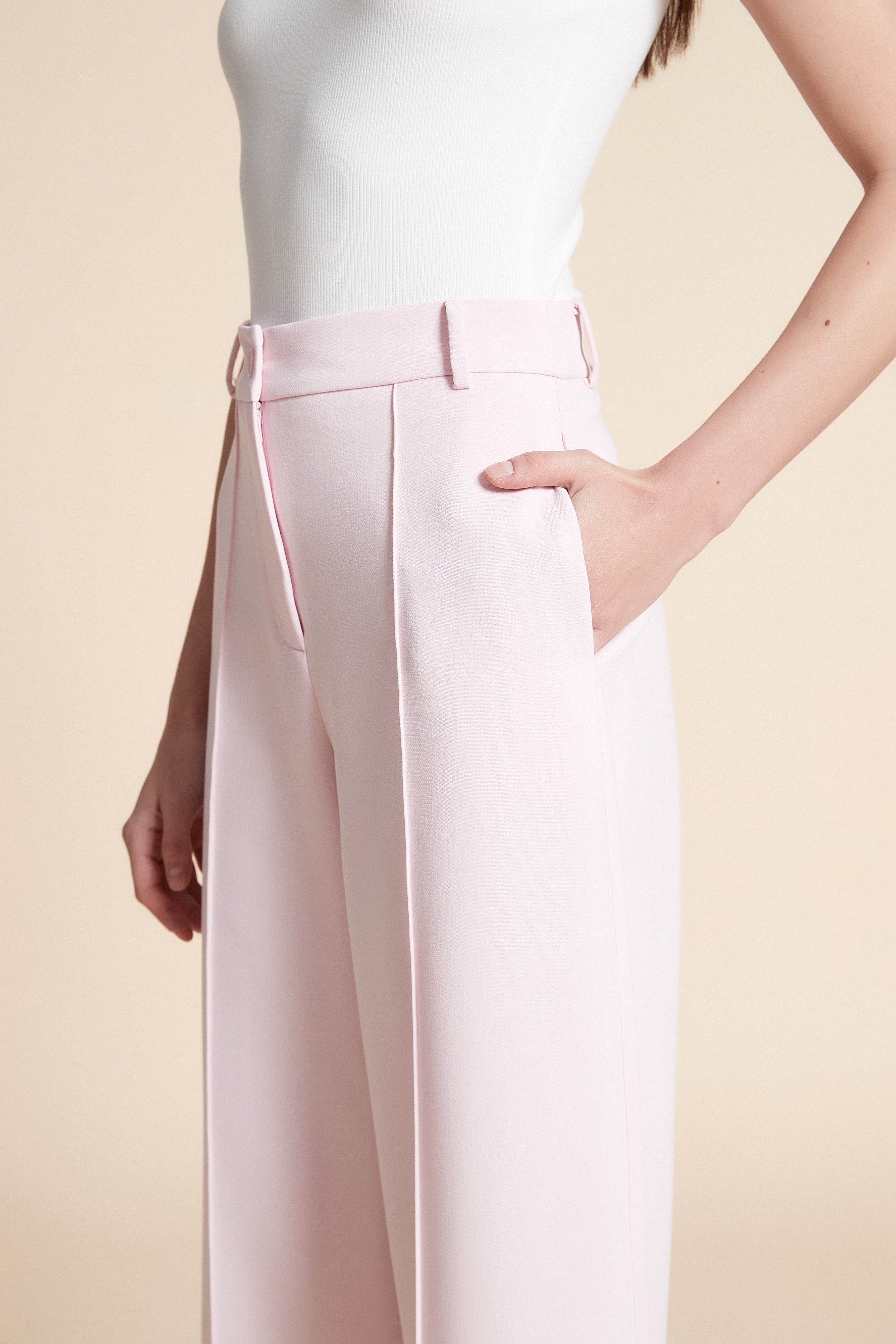 Plain Straight Leg Trousers
