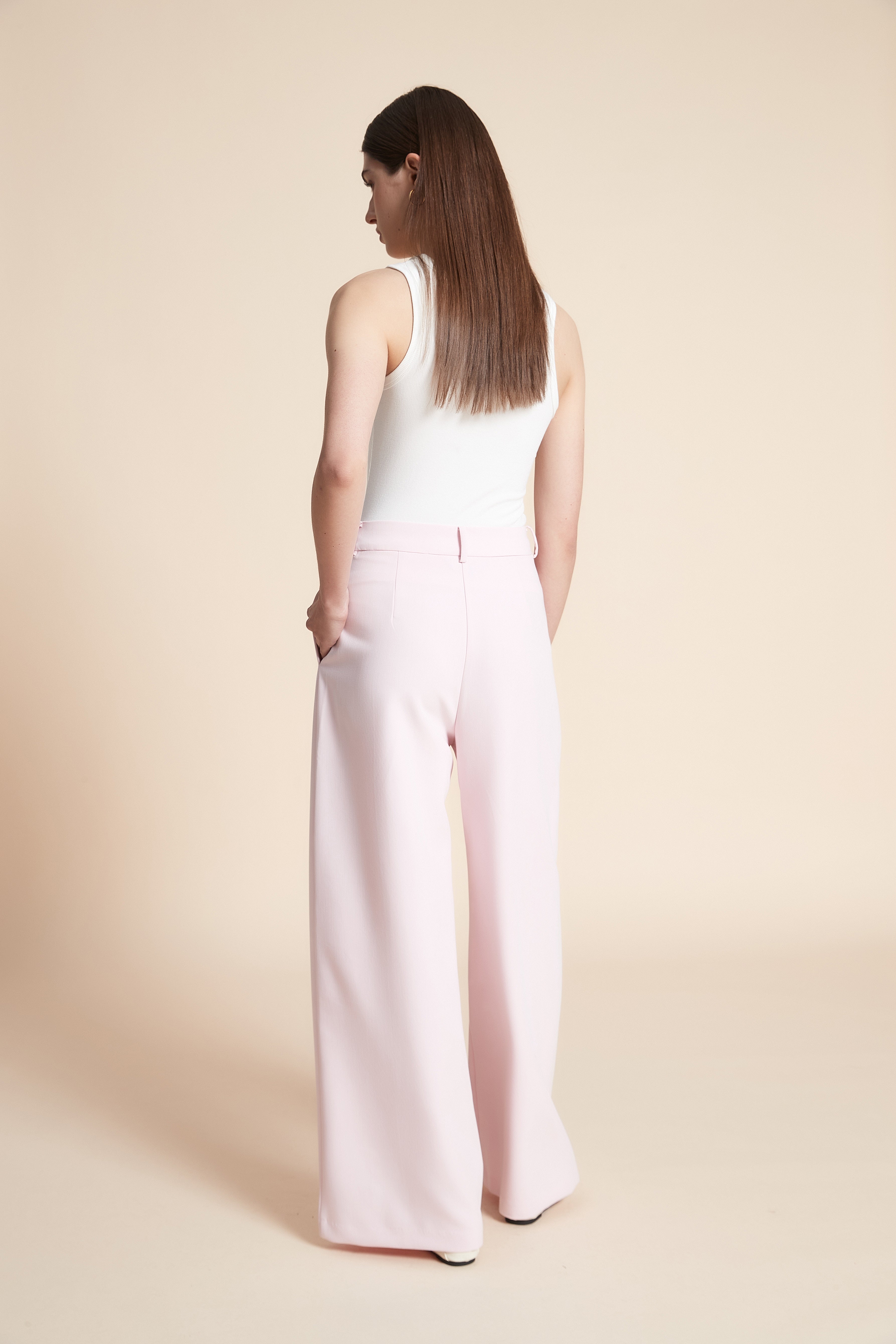 Plain Straight Leg Trousers