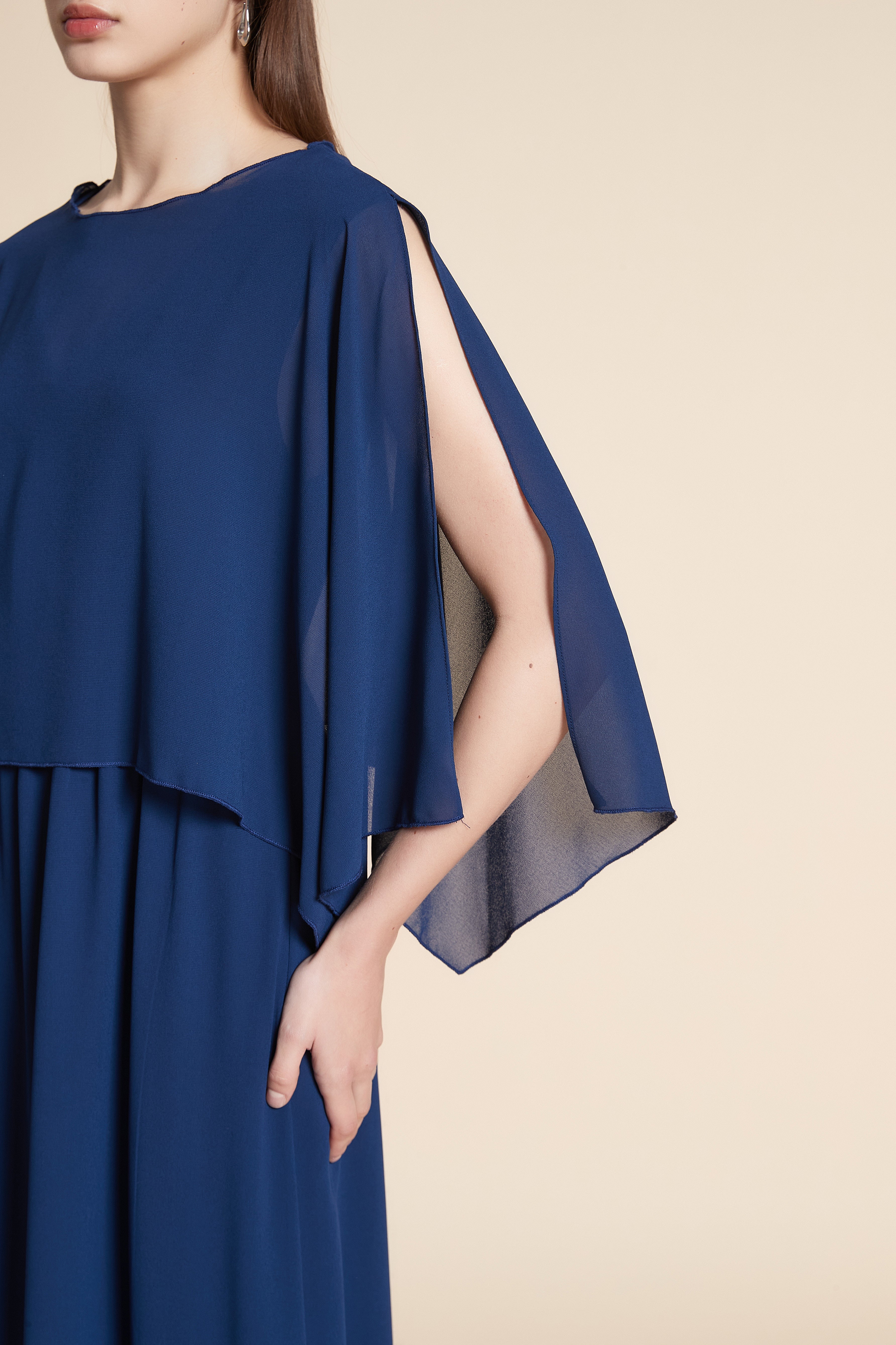 فستان ماكسي سادة كم طويل واسع