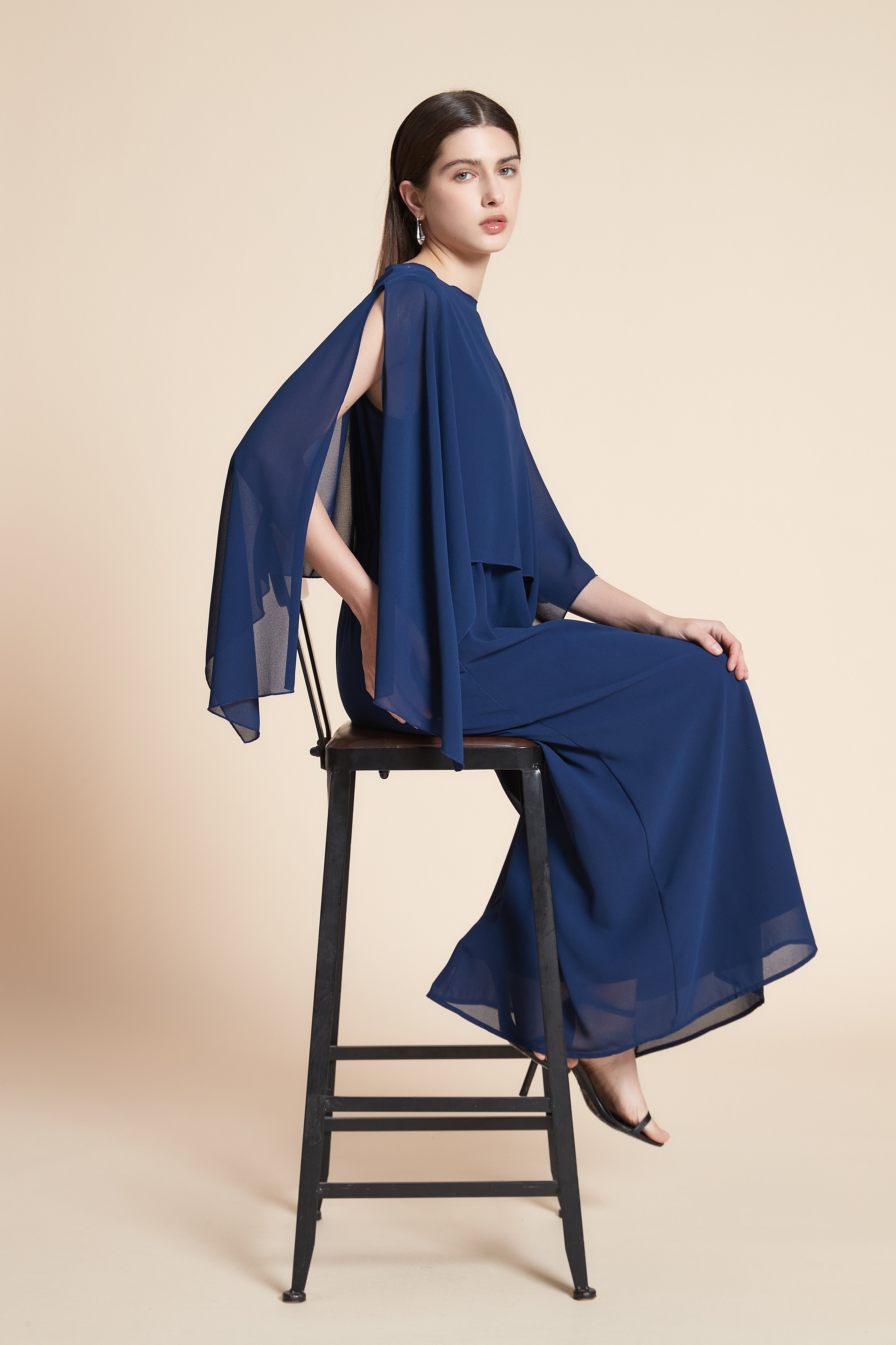 فستان ماكسي سادة كم طويل واسع