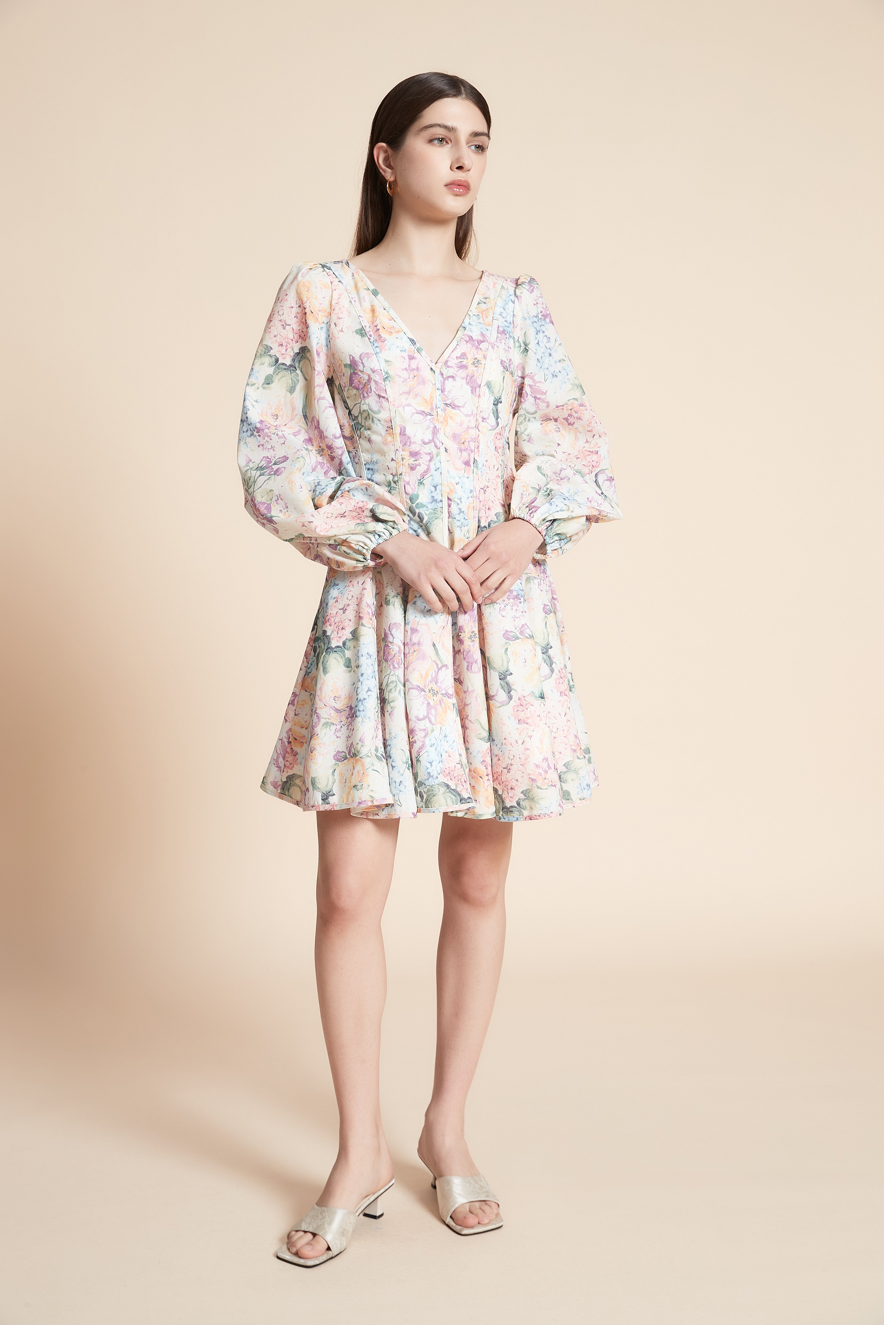 Long Sleeve Printed Mini Dress