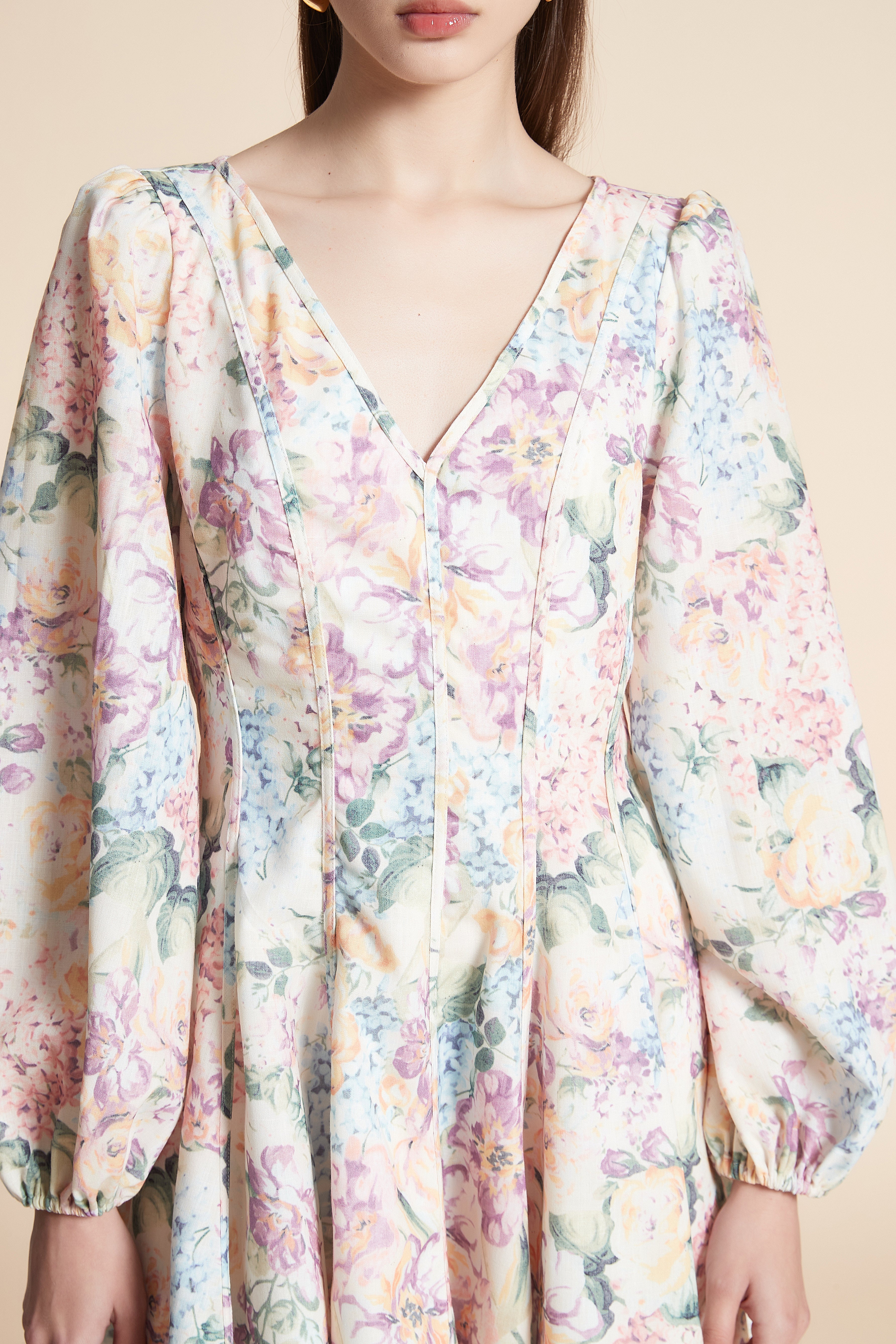 Long Sleeve Printed Mini Dress
