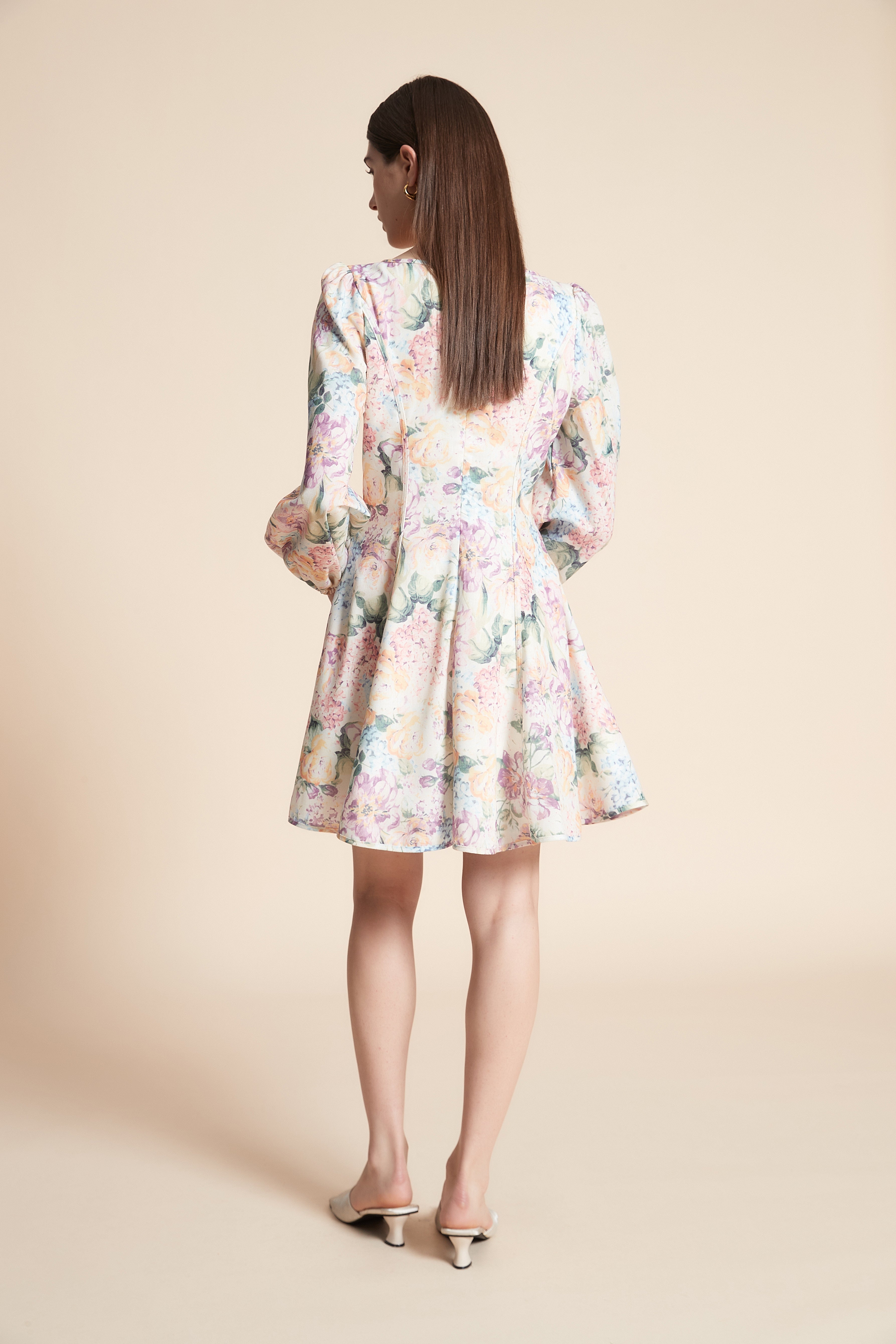 Long Sleeve Printed Mini Dress