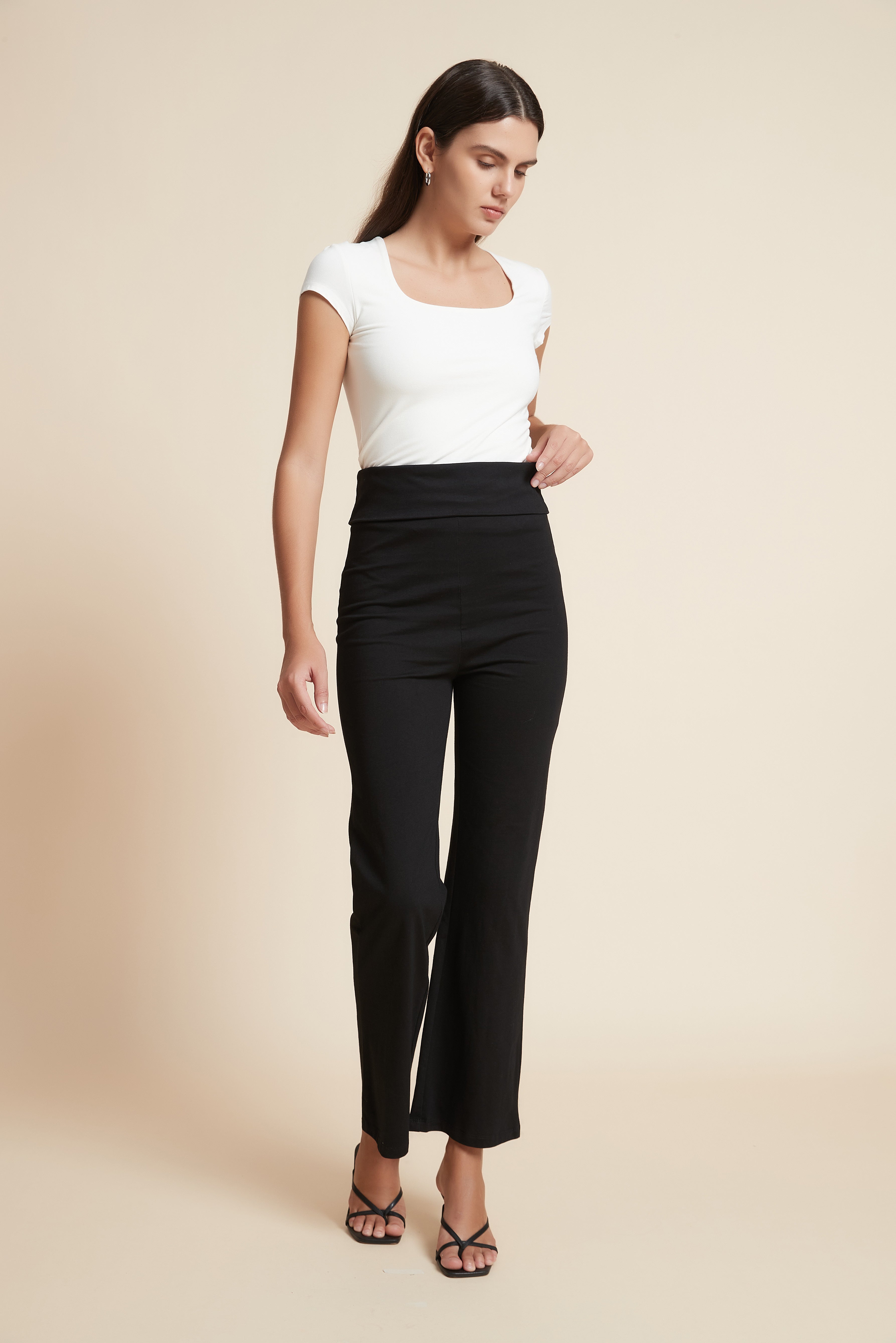 Wide-Leg Solid Long Pants