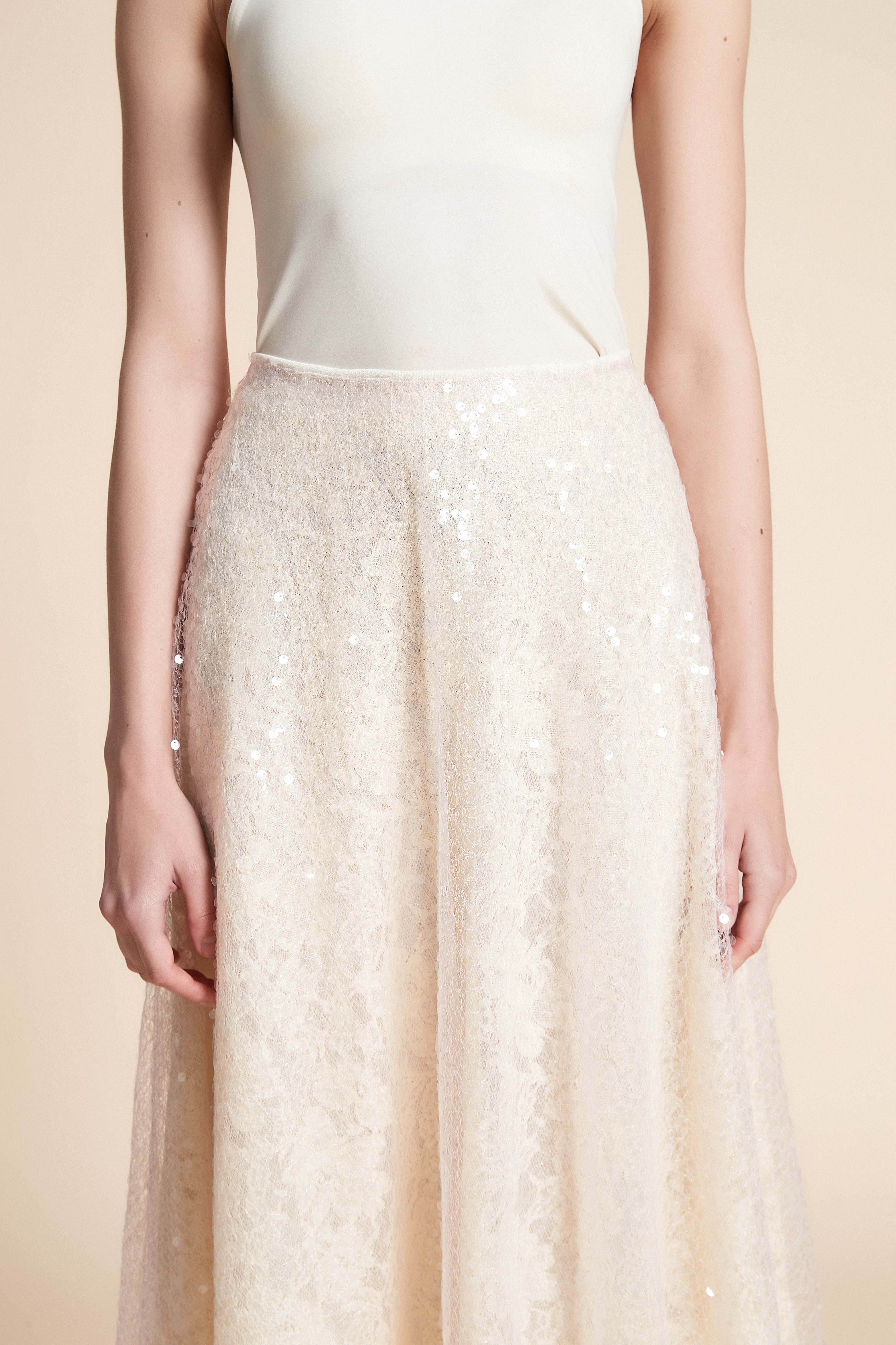 Shiny Midi Skirt with Wide Cut