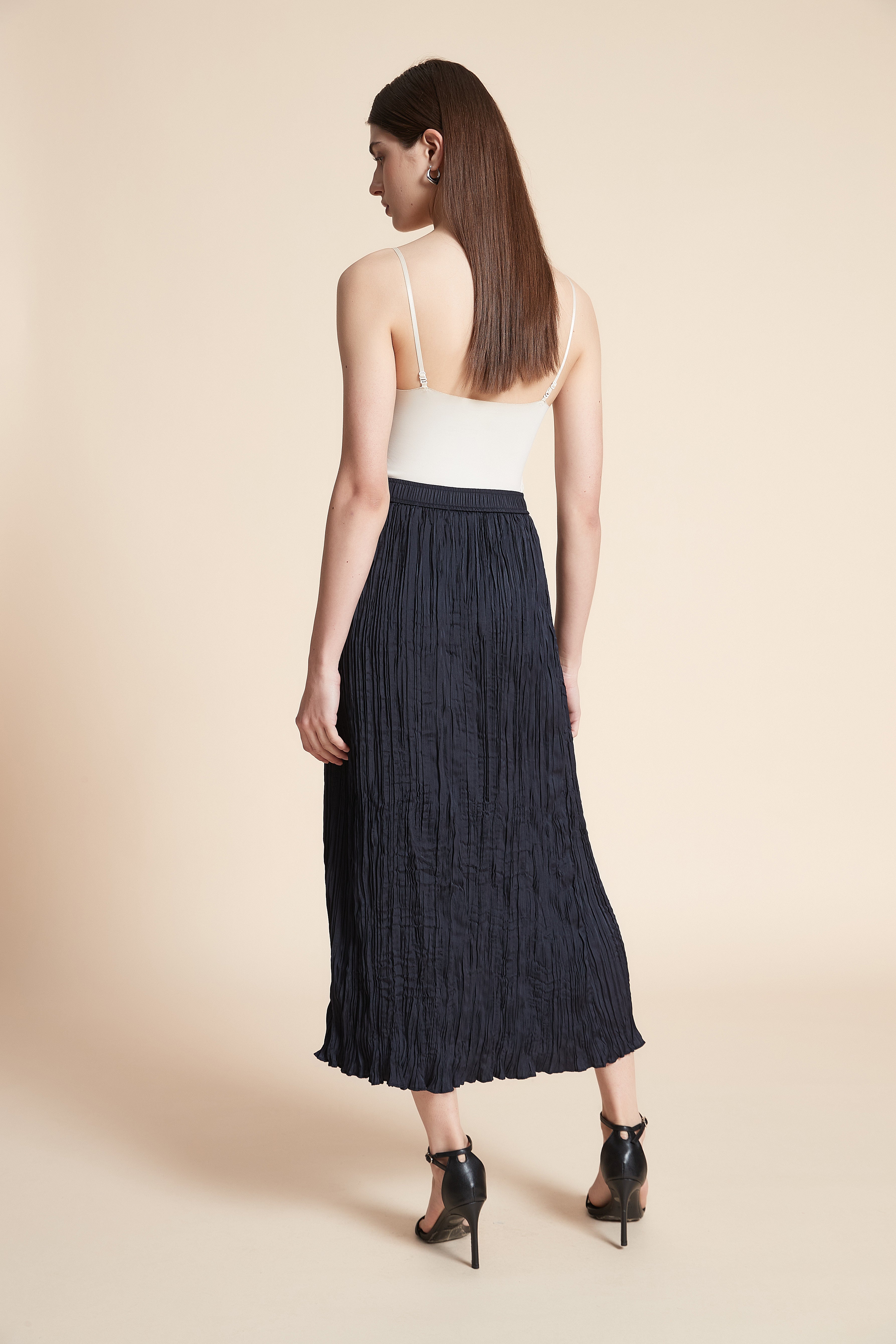 تنورة ميدي سادة مكشكشة قصة مستقيمة