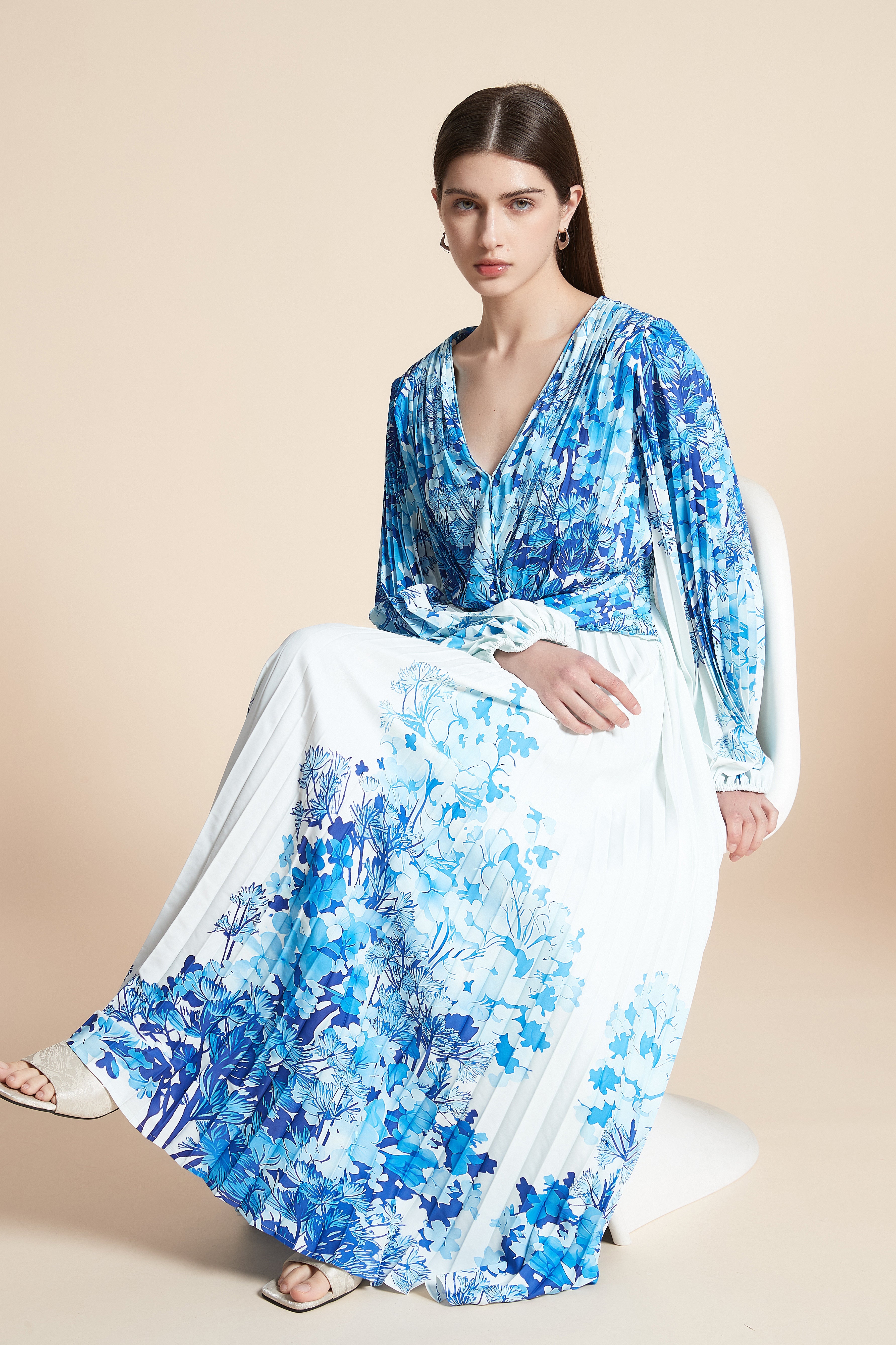 فستان ميدي منقوش كم طويل