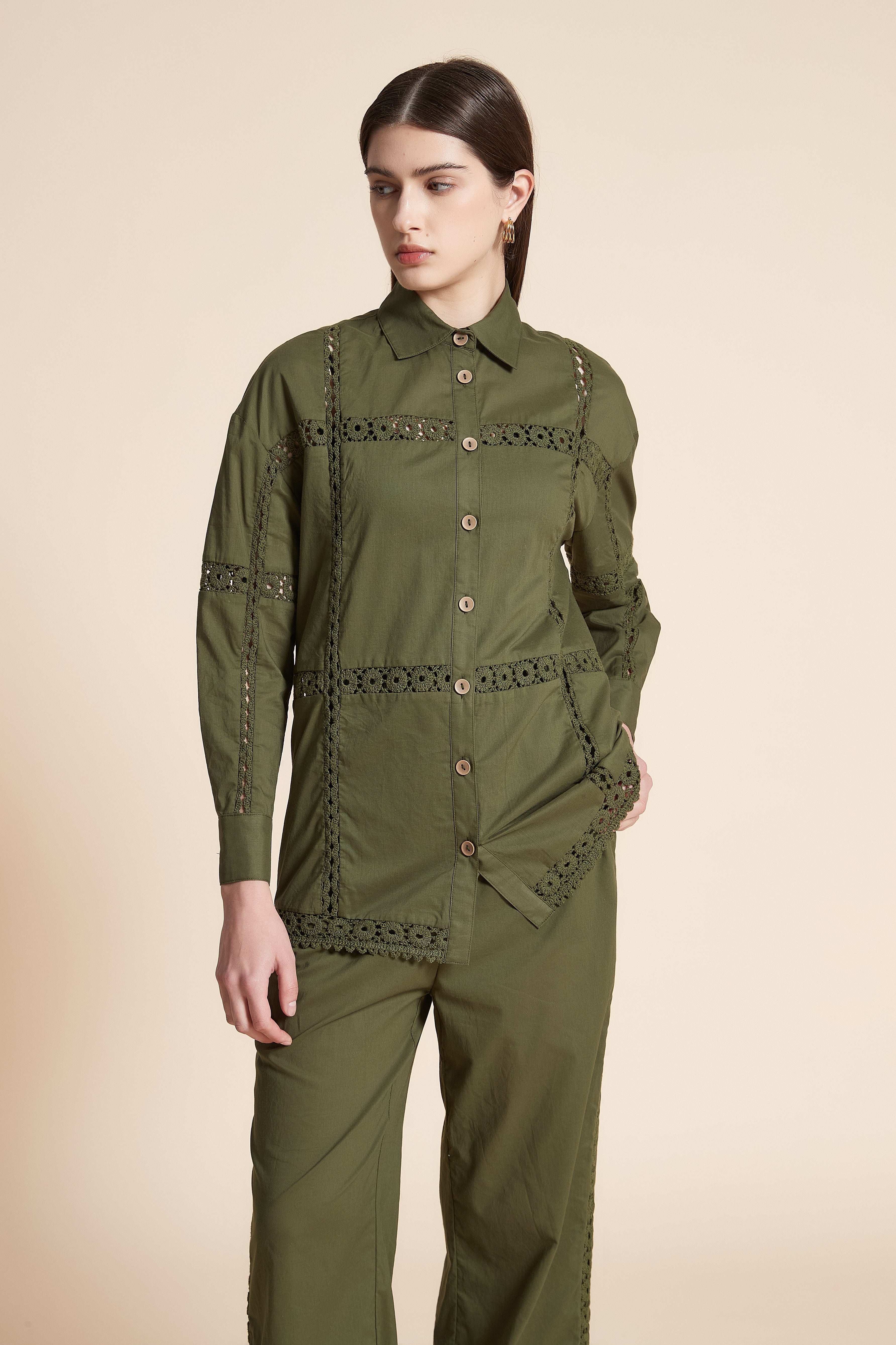 قميص طويل سادة كم طويل