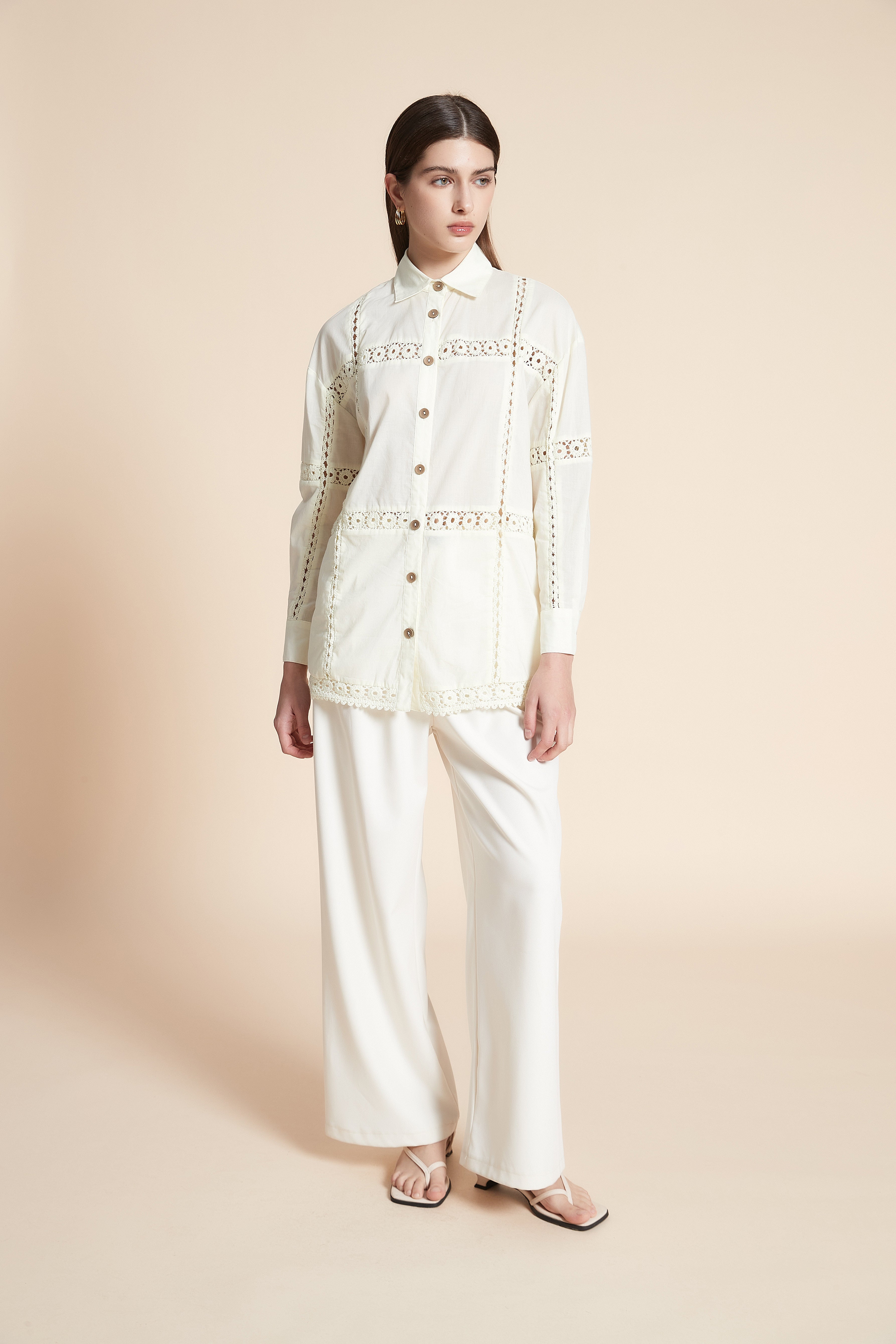 قميص طويل سادة كم طويل