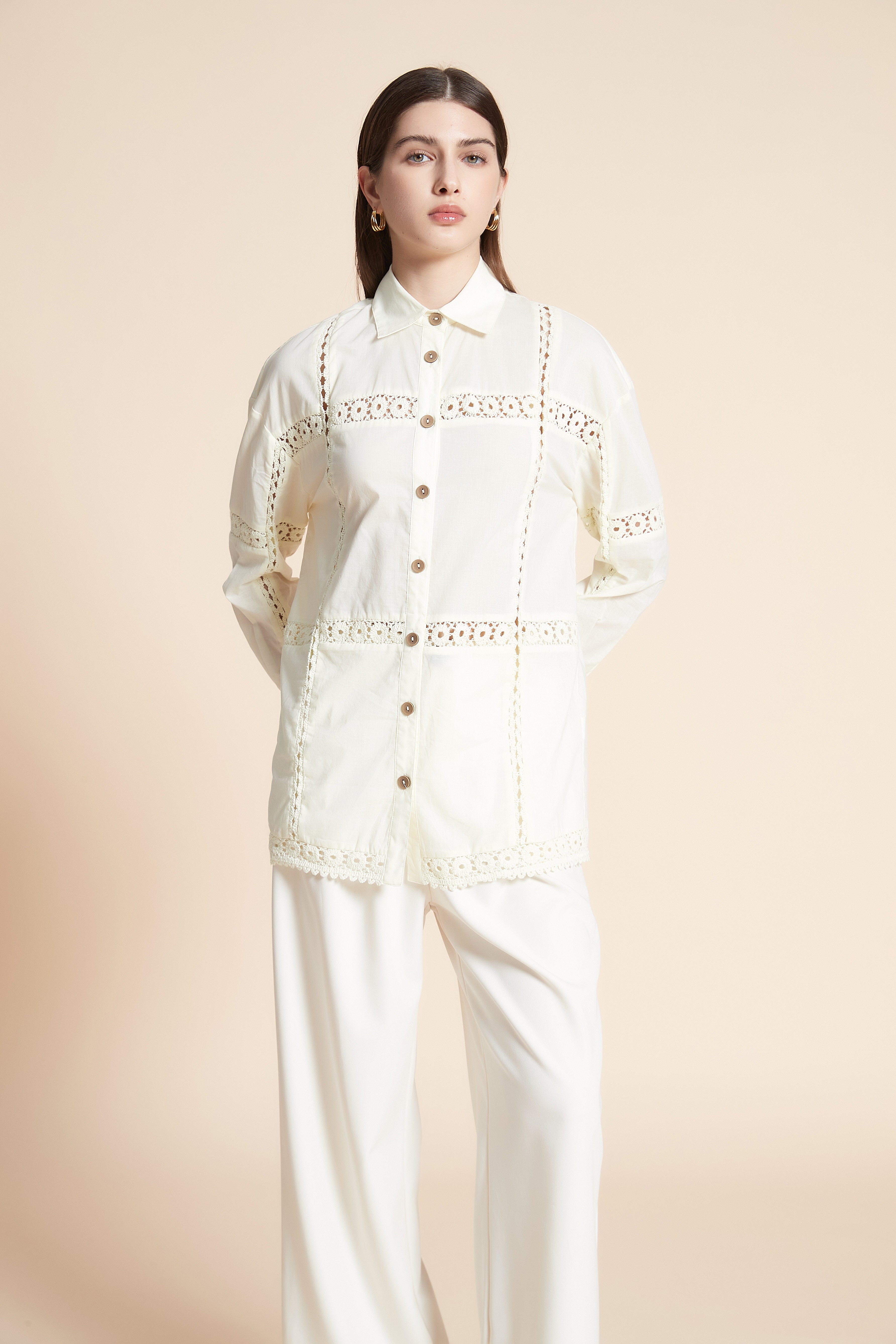 قميص طويل سادة كم طويل