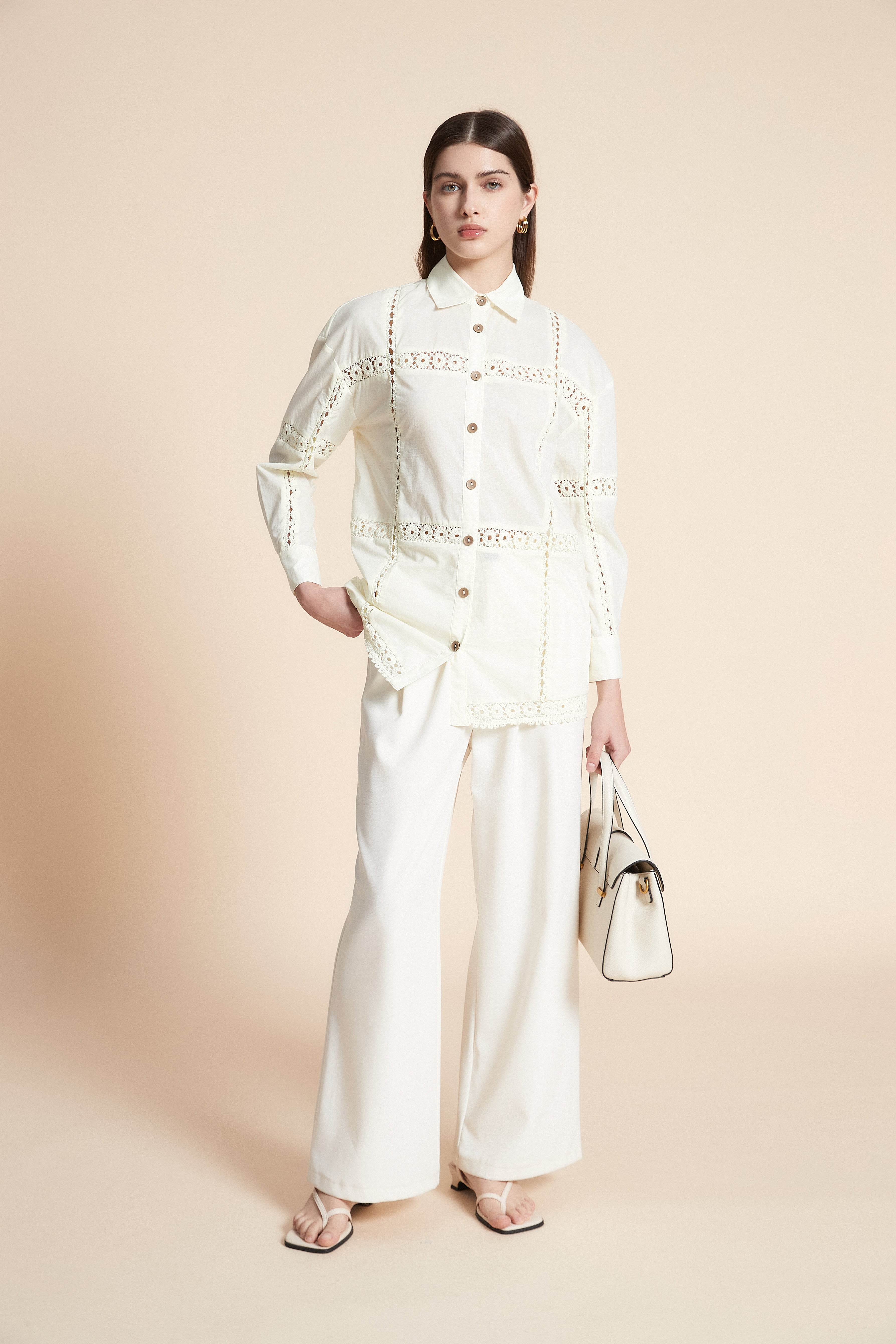 قميص طويل سادة كم طويل