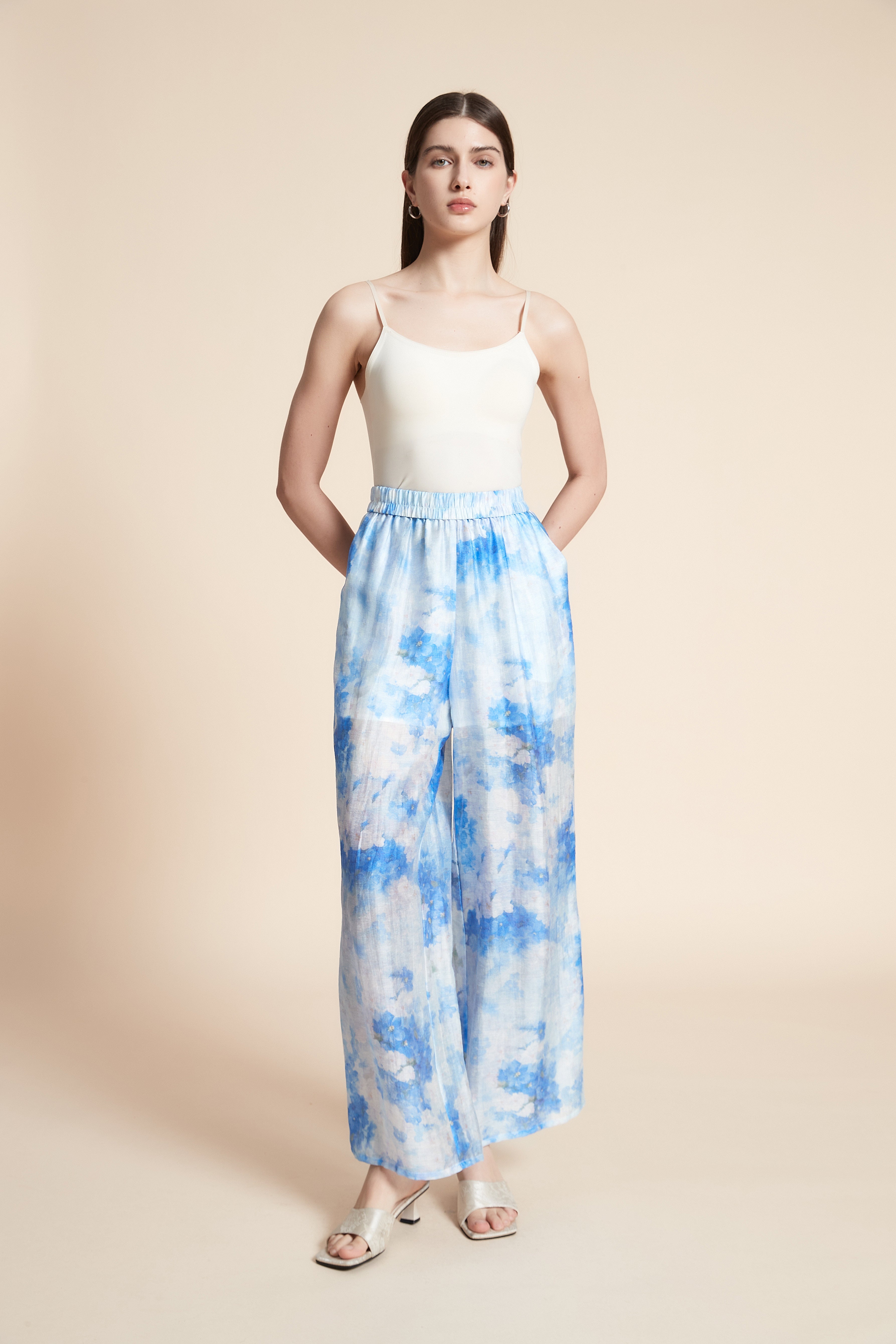 بنطلون مطبوع لونين واسع