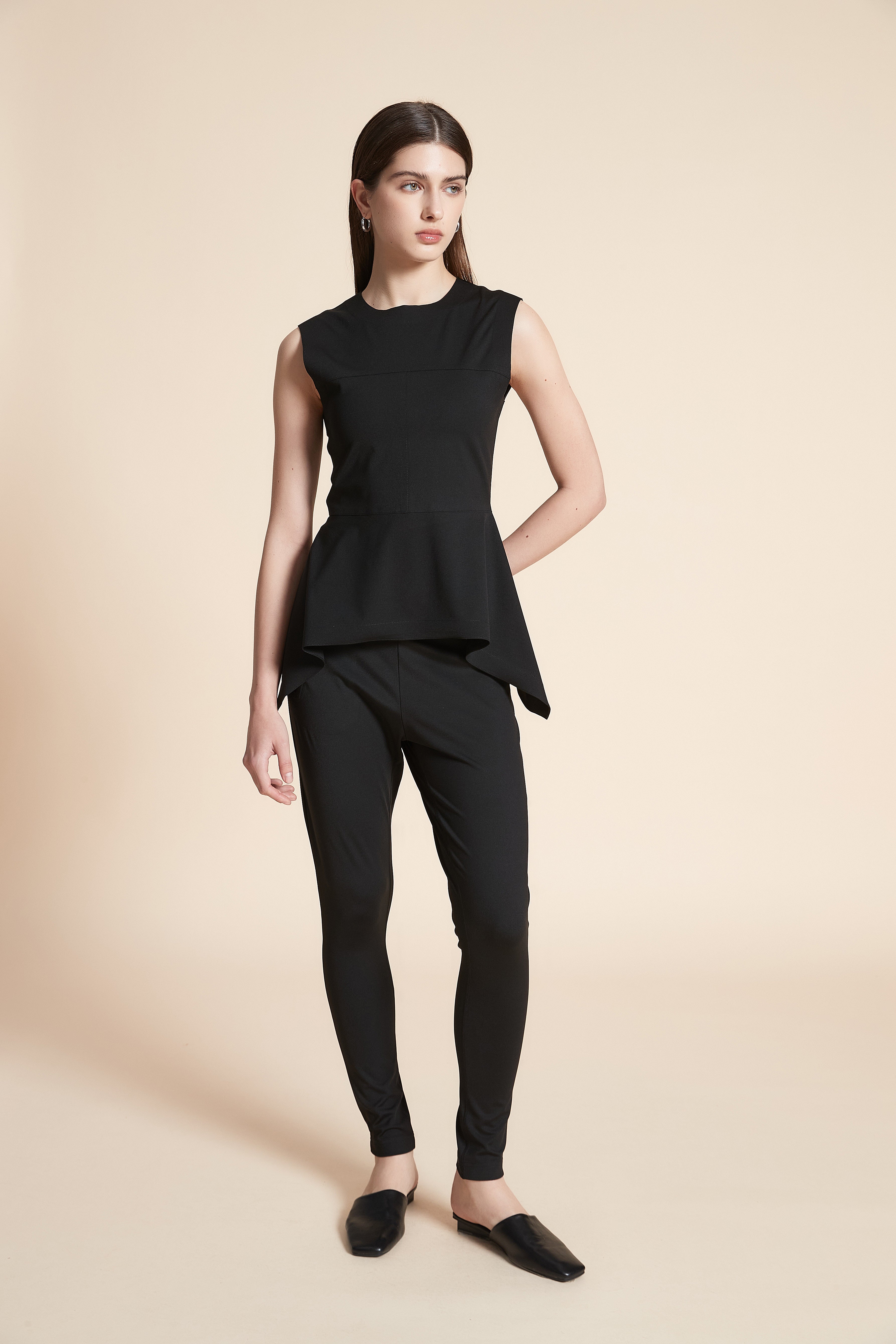 Solid Sleeveless Mid-Length Blouse
